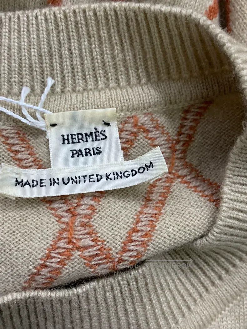 Hermes Hermes Beige printed knit cashmere wool dress Size XXS / US 00 / IT 34 - 4 Thumbnail
