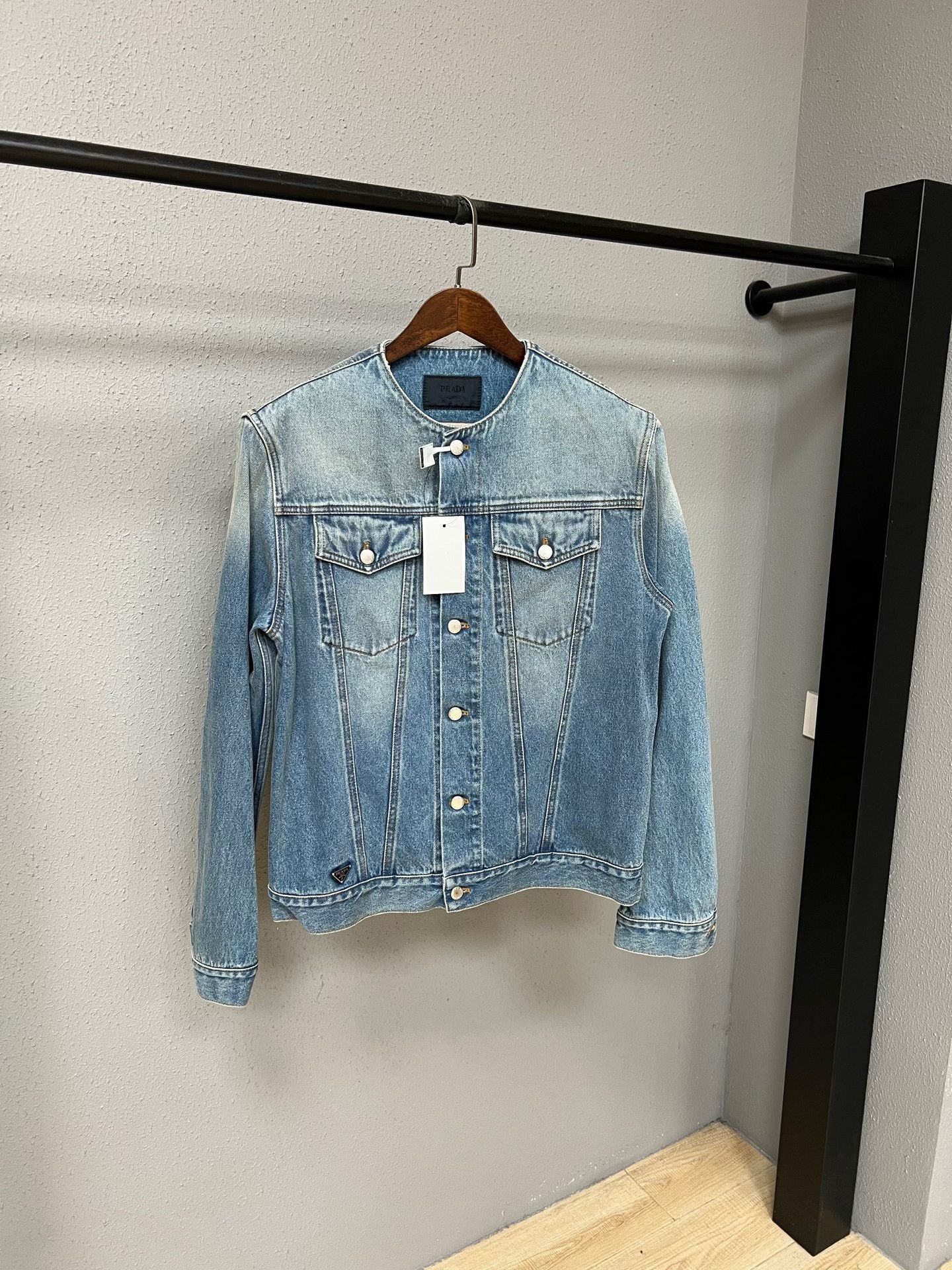 Prada prada denim jacket with triangle logo Size US XL / EU 56 / 4 - 1 Thumbnail