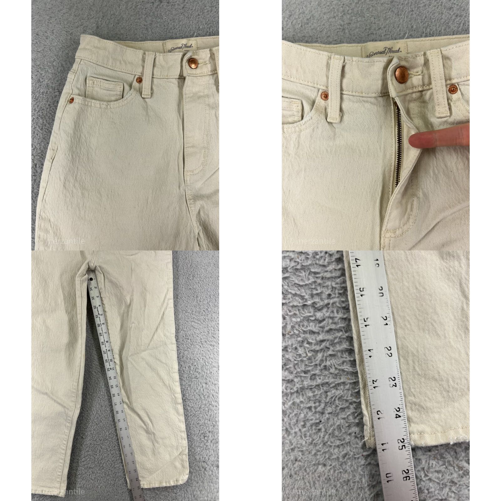 Vintage Universal Thread Jeans Women 0 Ivory Denim Stretch Wide-Leg Casual Pants Womens 90s Style Size 25" / US 0 / IT 36 - 8 Thumbnail