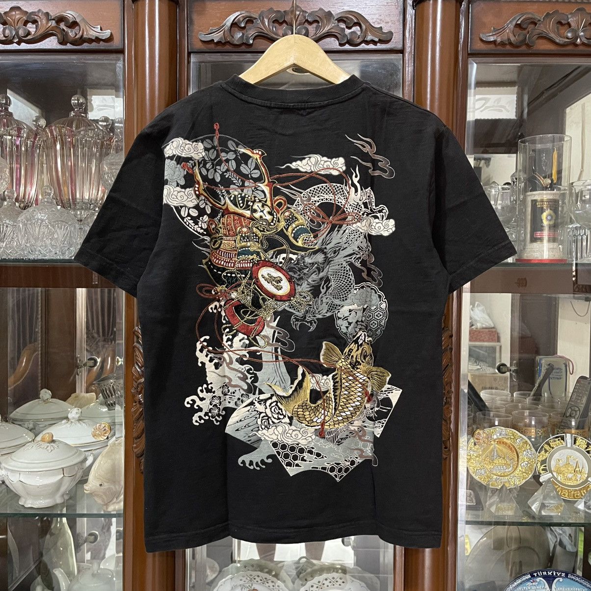 Sukajan dragon koi embroidered tee