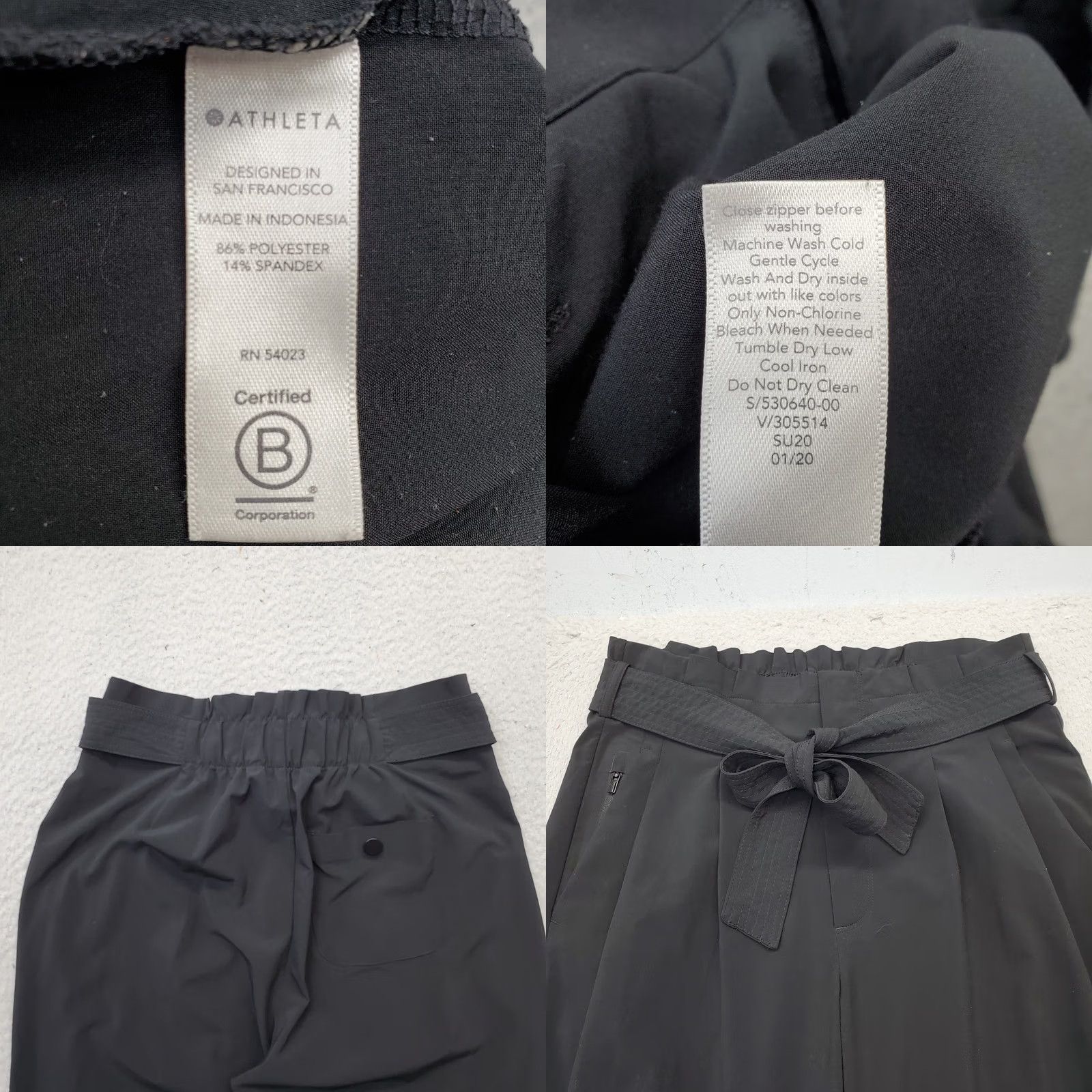 Athleta Athleta Pants II Womens 2 Black Pleated Comfort Stretch Belted Waist Size 26" / US 2 / IT 38 - 8 Thumbnail