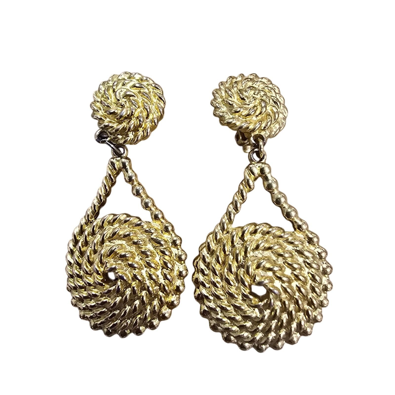 Other Vintage Goldtone Rope 80s Drop Earrings Size ONE SIZE - 3 Thumbnail