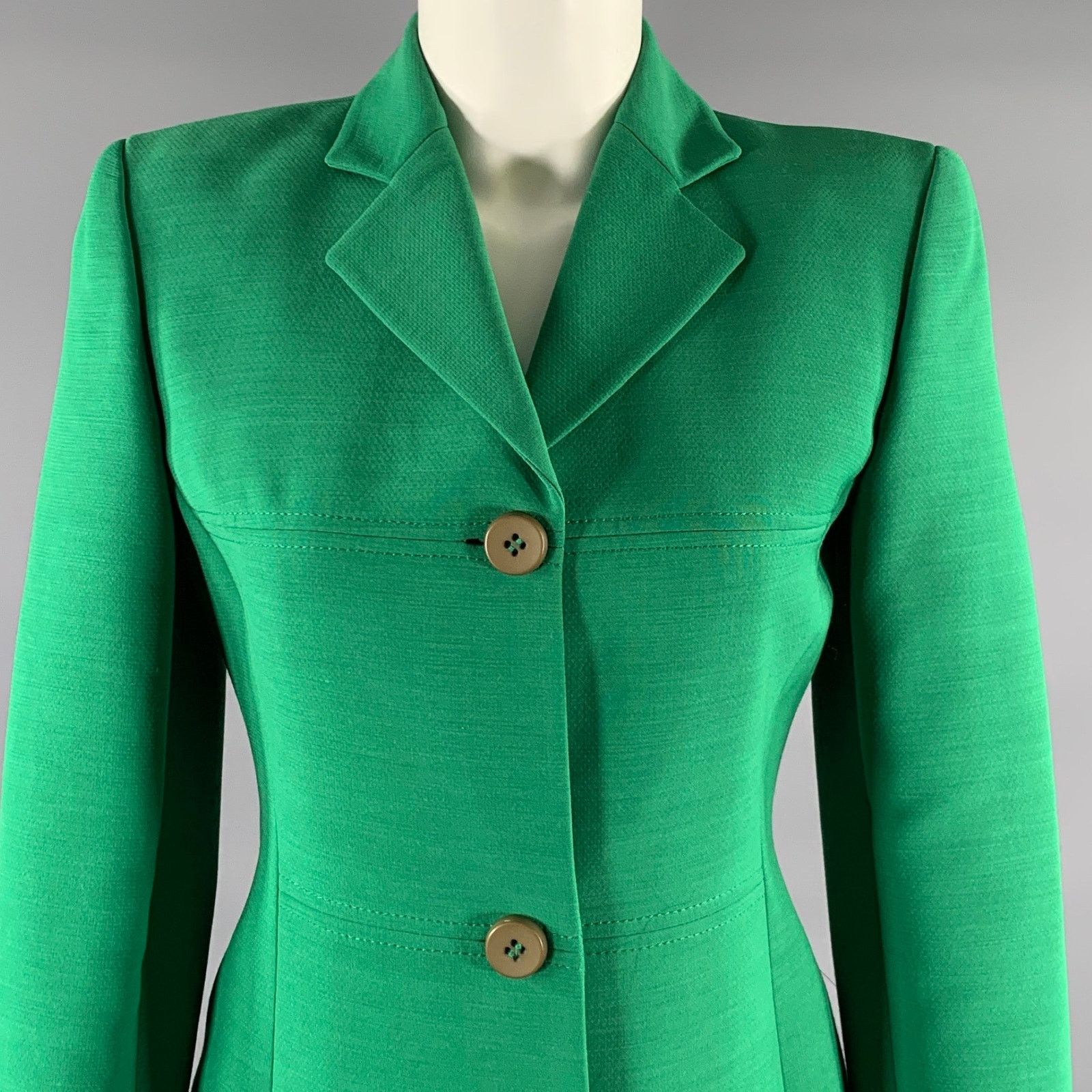Byblos BYBLOS Size S Green Wool Blend Notch Lapel Pants Suit Size 26" / US 2 / IT 38 - 2 Thumbnail