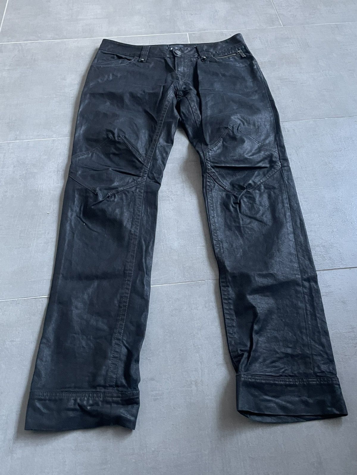 Vintage Jean Paul Gaultier Black Waxed Biker Jeans