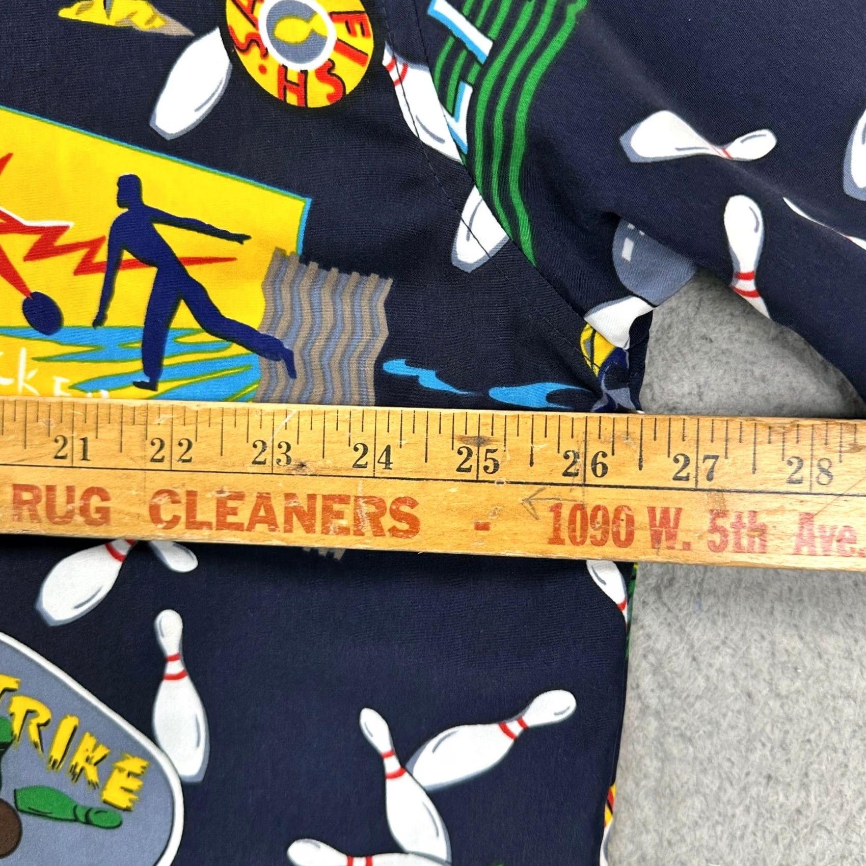 Vintage VINTAGE? Box-Office Men Hawaiian Shirt XL Navy Blue Yellow Bowling Button Up Short Sleeve Size US XL / EU 56 / 4 - 6 Thumbnail