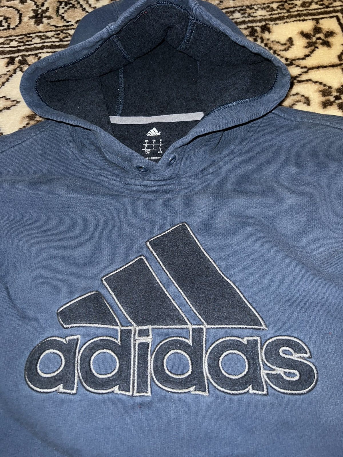 Adidas × Vintage Adidas Navy Vintage Logo Hoodie Size US L / EU 52-54 / 3 - 2 Thumbnail