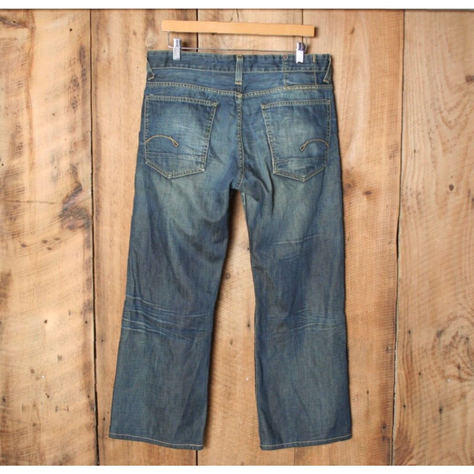 G-Star G-STAR RAW Core Regular Soiled Wash Blue Jeans Sz. 34x27 Bootcut Men Regular Denim Cotton Jeans Mens 1990s 2000s Size US 34 / EU 50 - 4 Thumbnail