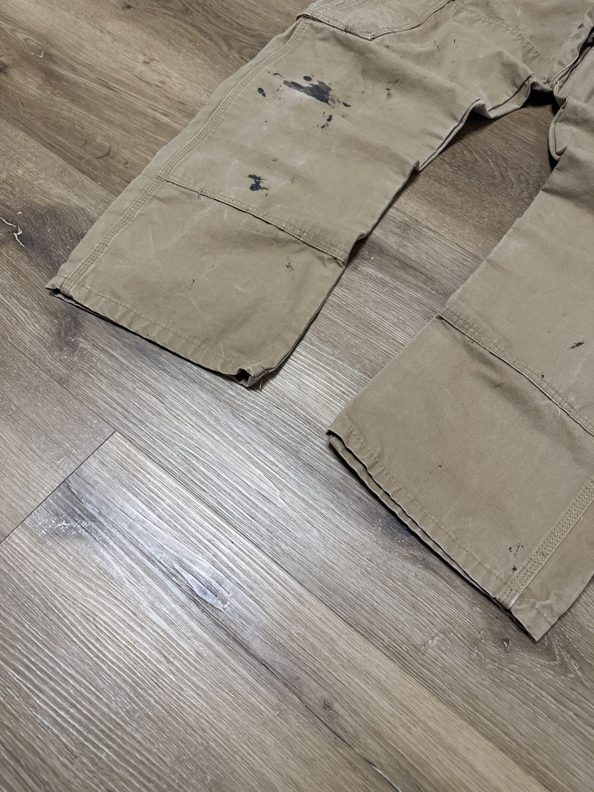 Carhartt × Vintage × Wrangler Vintage 90s thrashed Brown Wrangler Carpenter Jeans Size US 34 / EU 50 - 2 Thumbnail