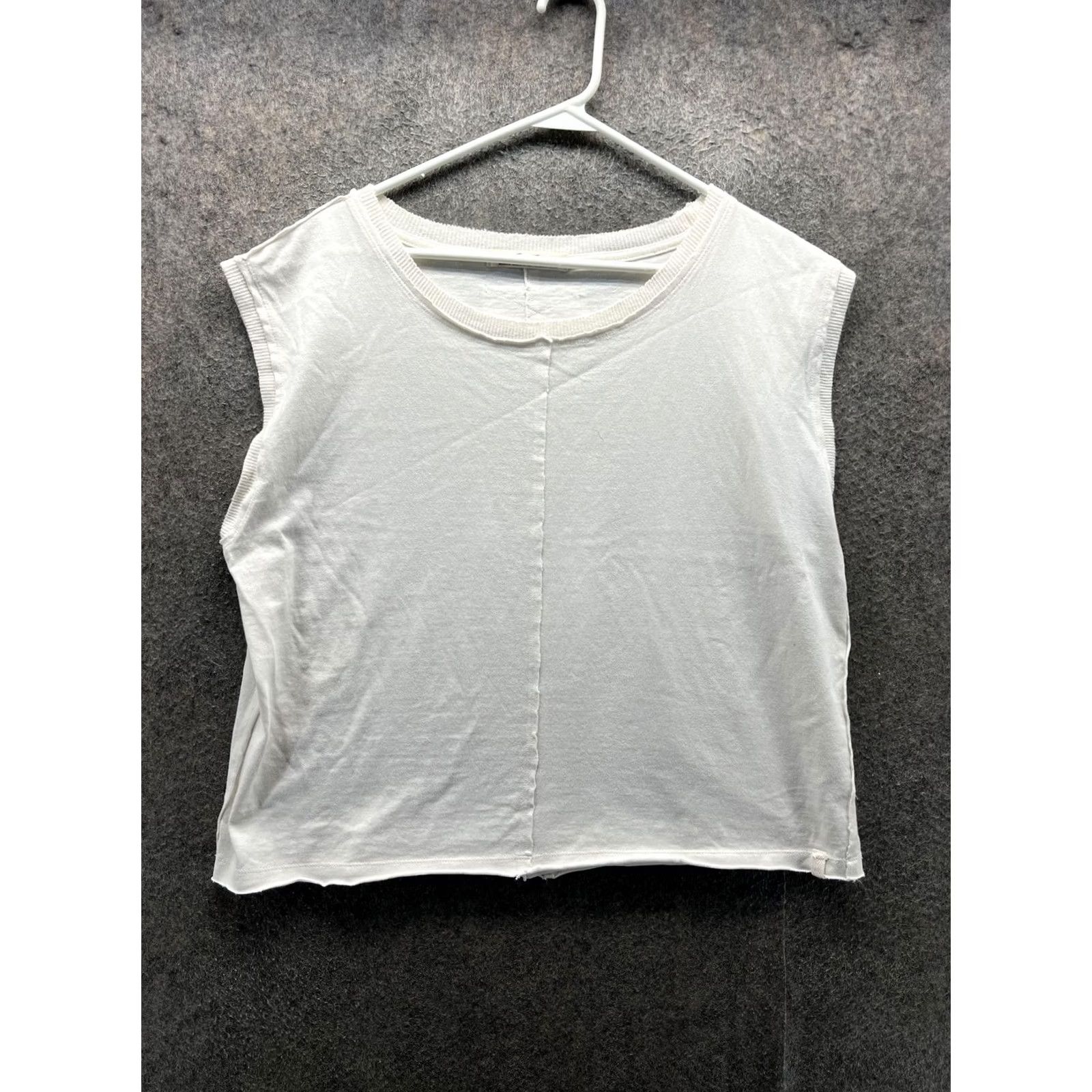 Free People We The Free People Tank Top Womens Medium White Sleeveless Jersey Cropped Top Size M / US 6-8 / IT 42-44 - 2 Thumbnail