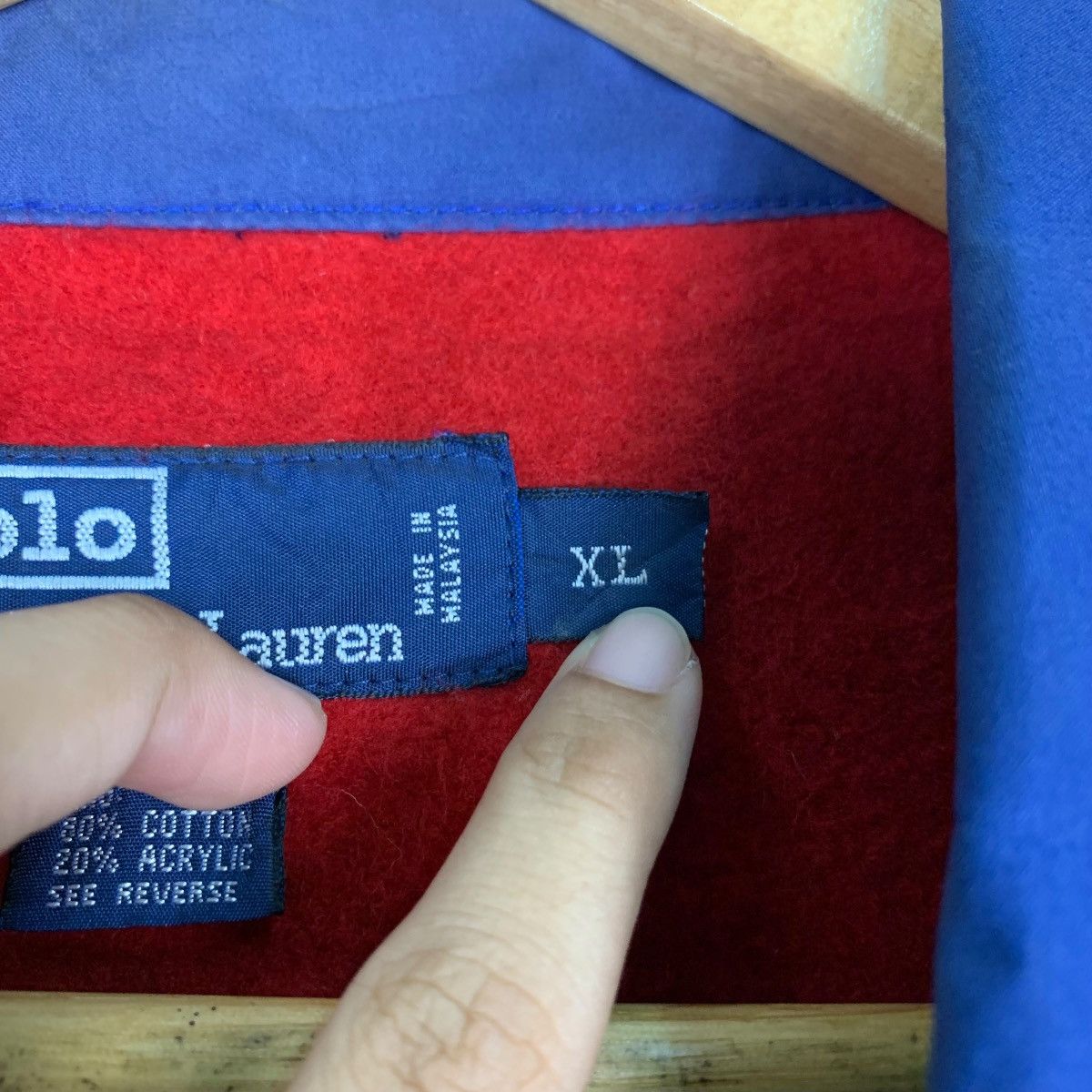 Polo Ralph Lauren POLO RALPH LAUREN Red Fleece Lined Blue Jacket #1124-C51 Size US XL / EU 56 / 4 - 17 Thumbnail