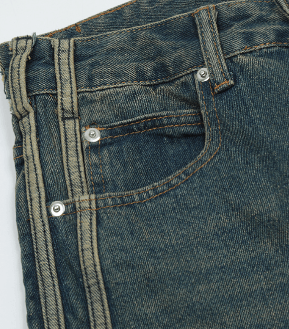 Japanese Brand × Jean American vintage washed distressed side stripe jeans Size US 32 / EU 48 - 4 Thumbnail
