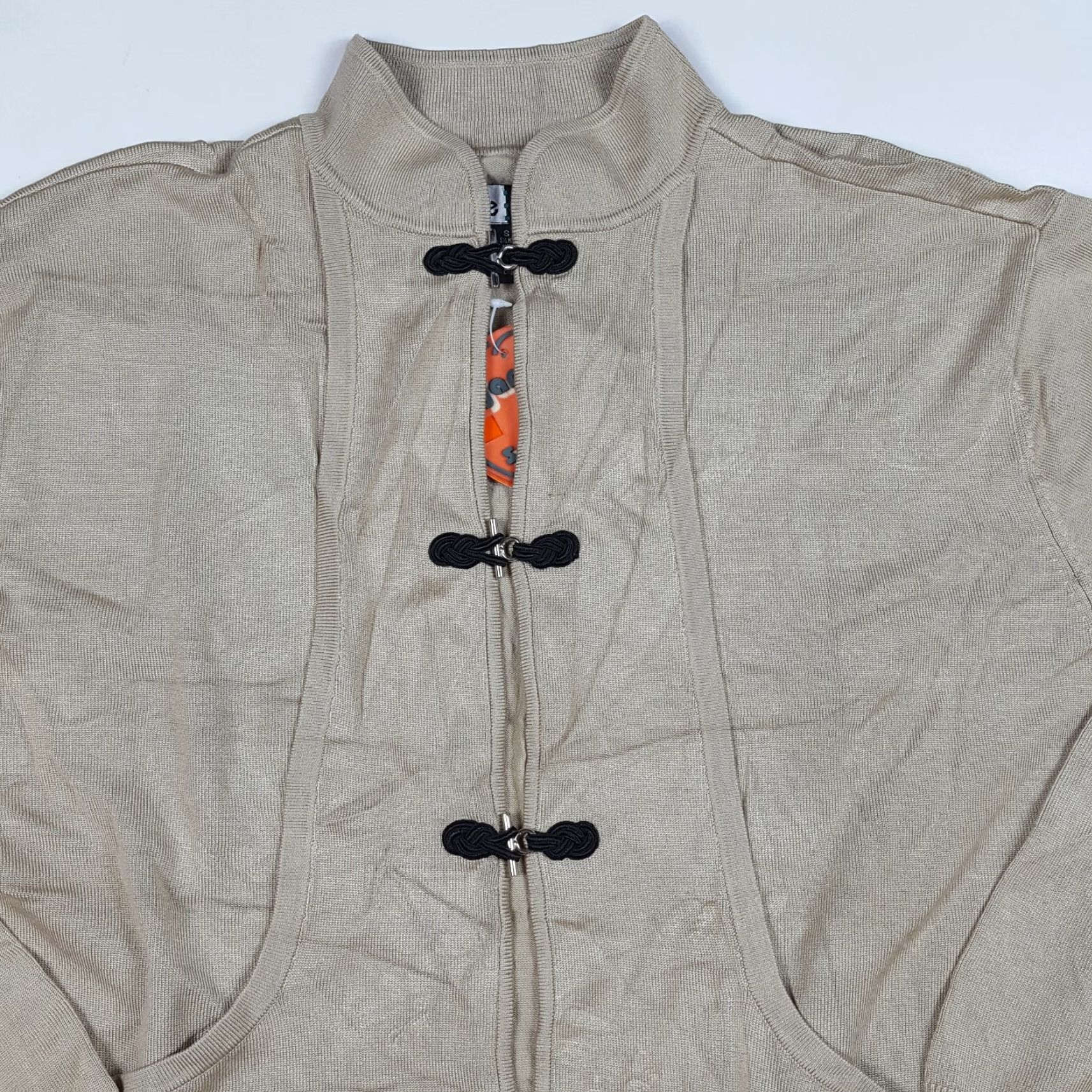 Vintage Jamie Sadock Beige Silk Kimono Style Women's Size S Knit Sweater Button Jacket Size S / US 4 / IT 40 - 2 Thumbnail