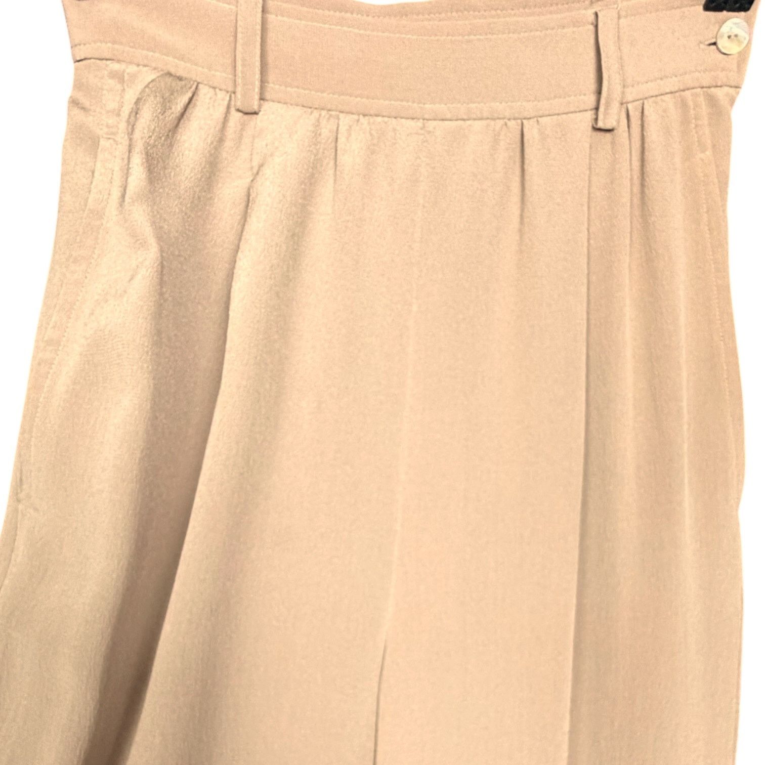 Other Dusan 100% Silk Pleated Tan Cuffed Women's L EU 42 Slacks Size 26" / US 2 / IT 38 - 6 Thumbnail