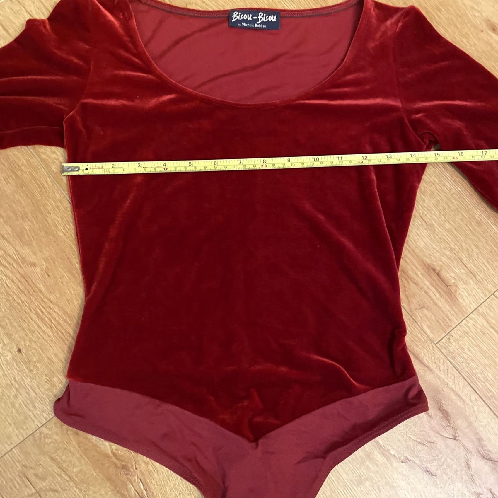 Vintage VINTAGE Bisou Bisou Michele Bohbot Red Velvet Thong Bodysuit Size Small Bodysuit Women Slim Red 90s Party/Cocktail Mens Womens Girls Size S / US 4 / IT 40 - 6 Thumbnail