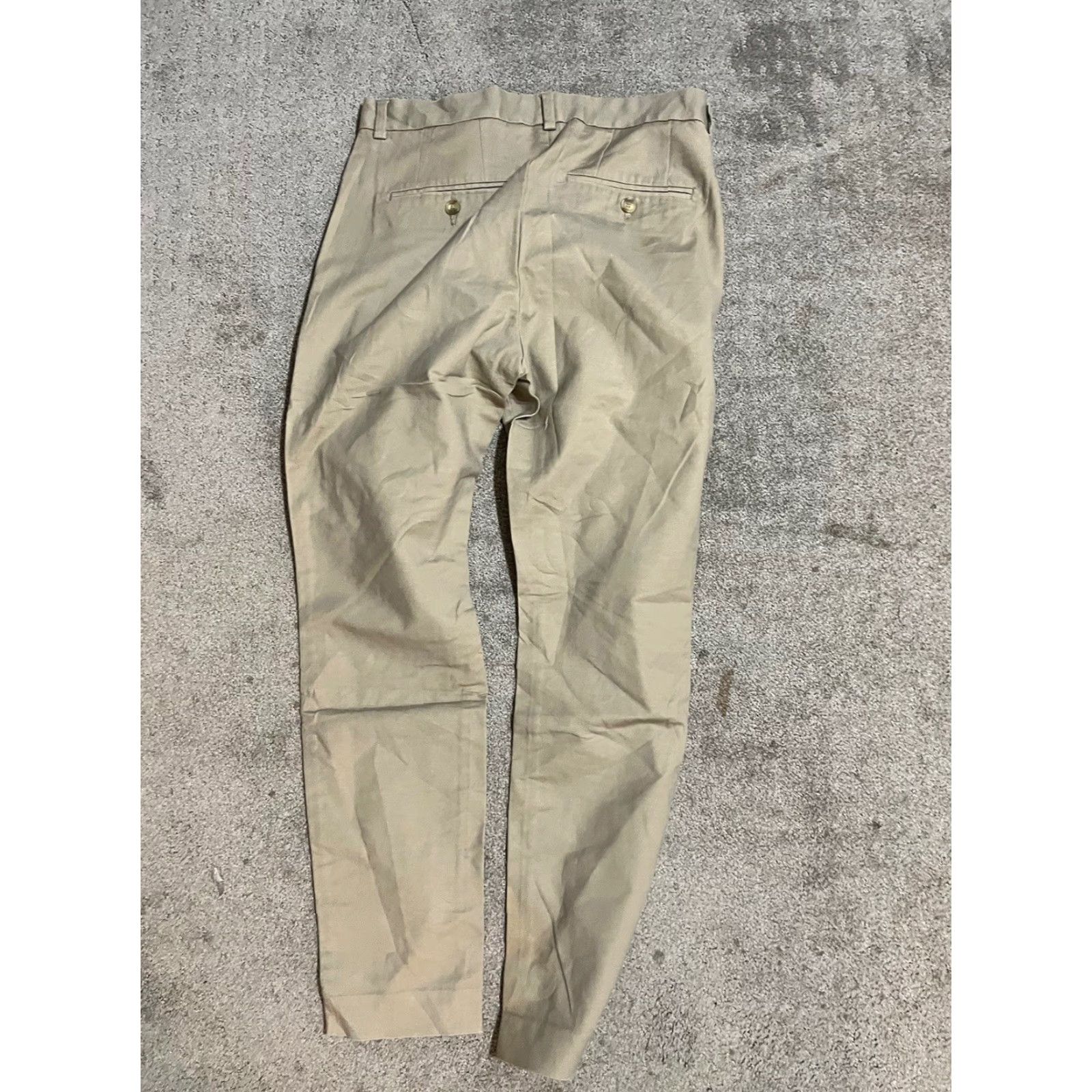 H&M H&M Men Pants 33R Beige Cotton Straight Leg Slim Fit Flat Front Chino Men Size US 33 - 3 Thumbnail