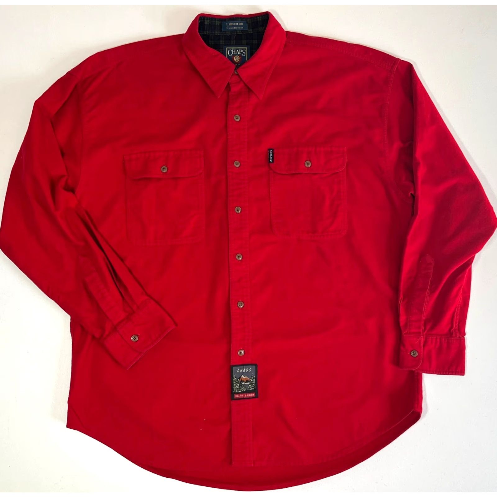 Ralph Lauren VINTAGE Chaps Ralph Lauren Button-Up Shirt Mens XL Red 90s Vintage Americana Classic 2 Pockets Size US XL / EU 56 / 4 - 3 Thumbnail