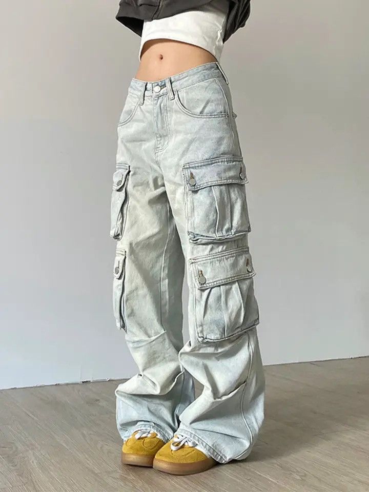 Jean × Vintage Retro Vintage Style Cargo Women Jeans Pants y2k Size 28" / US 6 / IT 42 - 1 Thumbnail