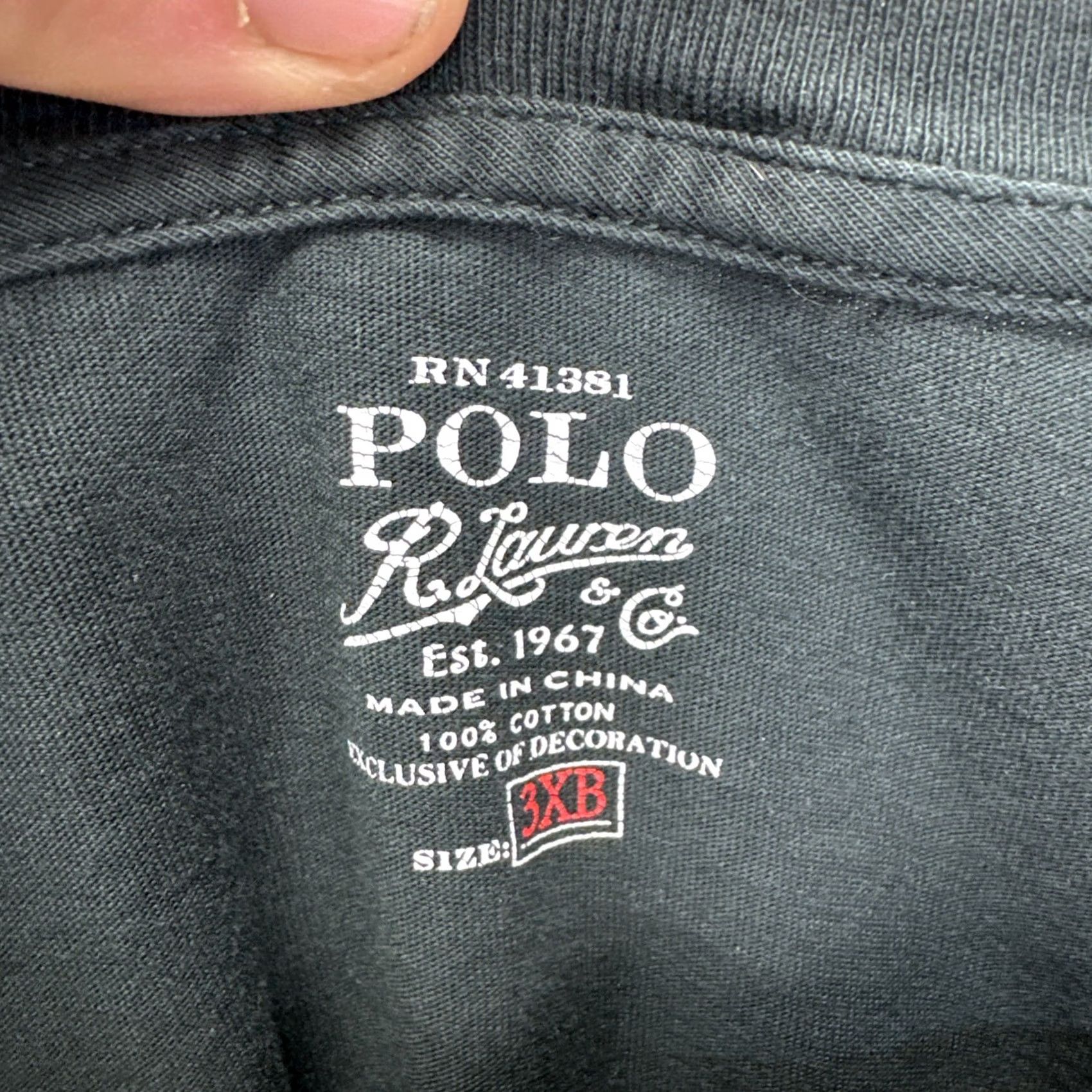 Ralph Lauren VINTAGE Polo Ralph Lauren T Shirt Mens 3XB Big Black V Neck Short Sleeve Red Logo Size US XXL / EU 58 / 5 - 2 Thumbnail