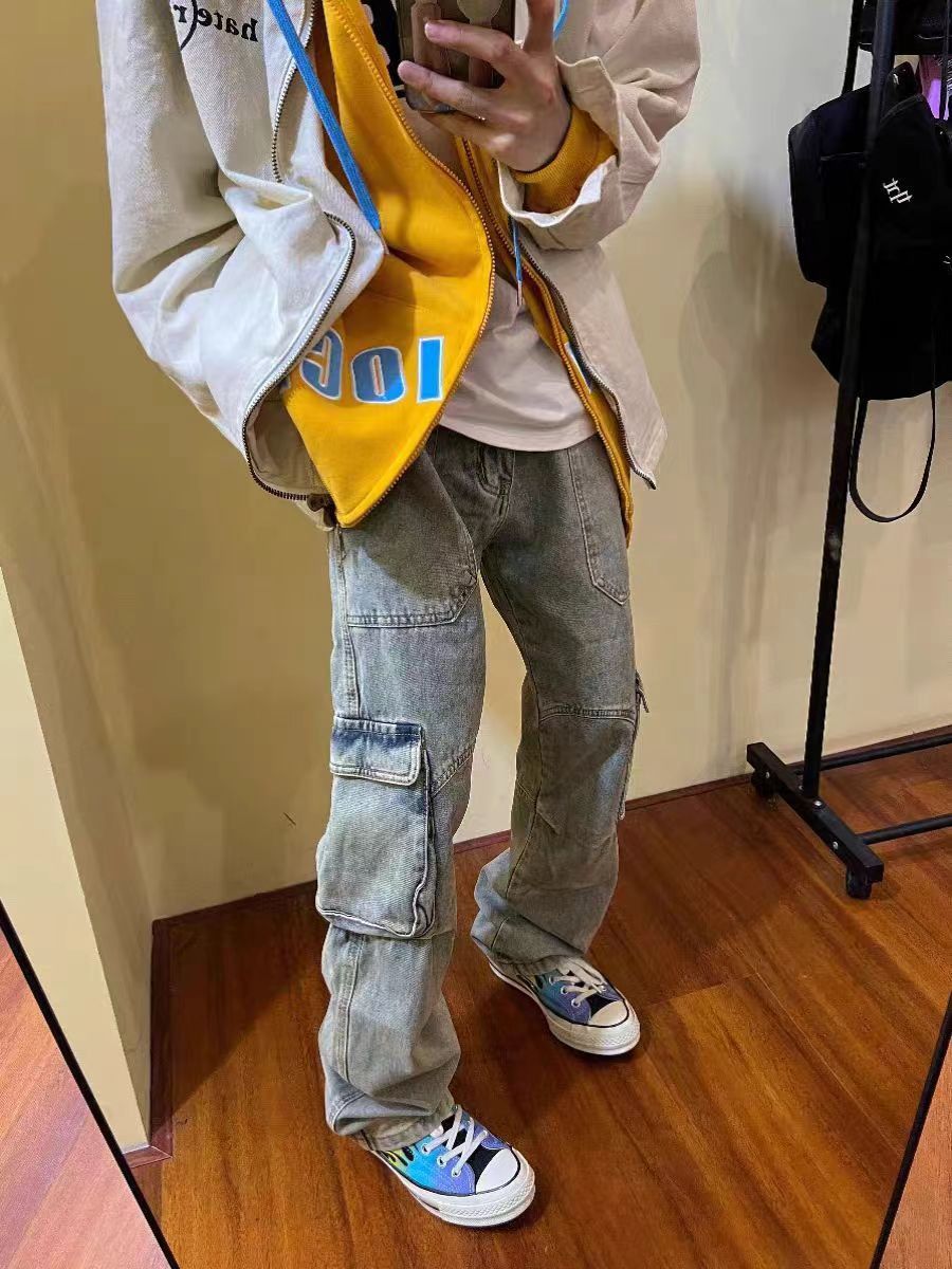 Japanese Brand × Jean Heavy wash wide-leg jeans with large pockets Size US 32 / EU 48 - 3 Thumbnail