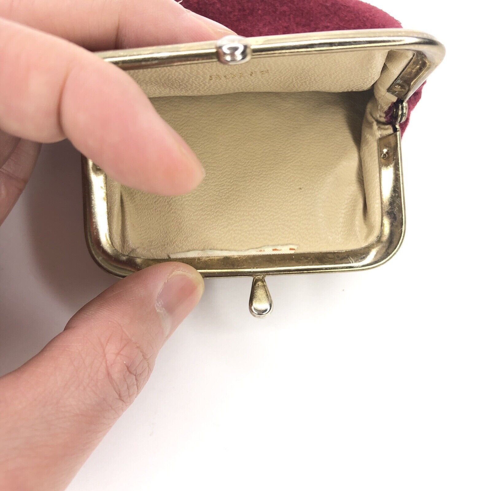 Other VTG Victorian Lady Burgundy Suede Coin Purse Clip Rose Size ONE SIZE - 5 Thumbnail