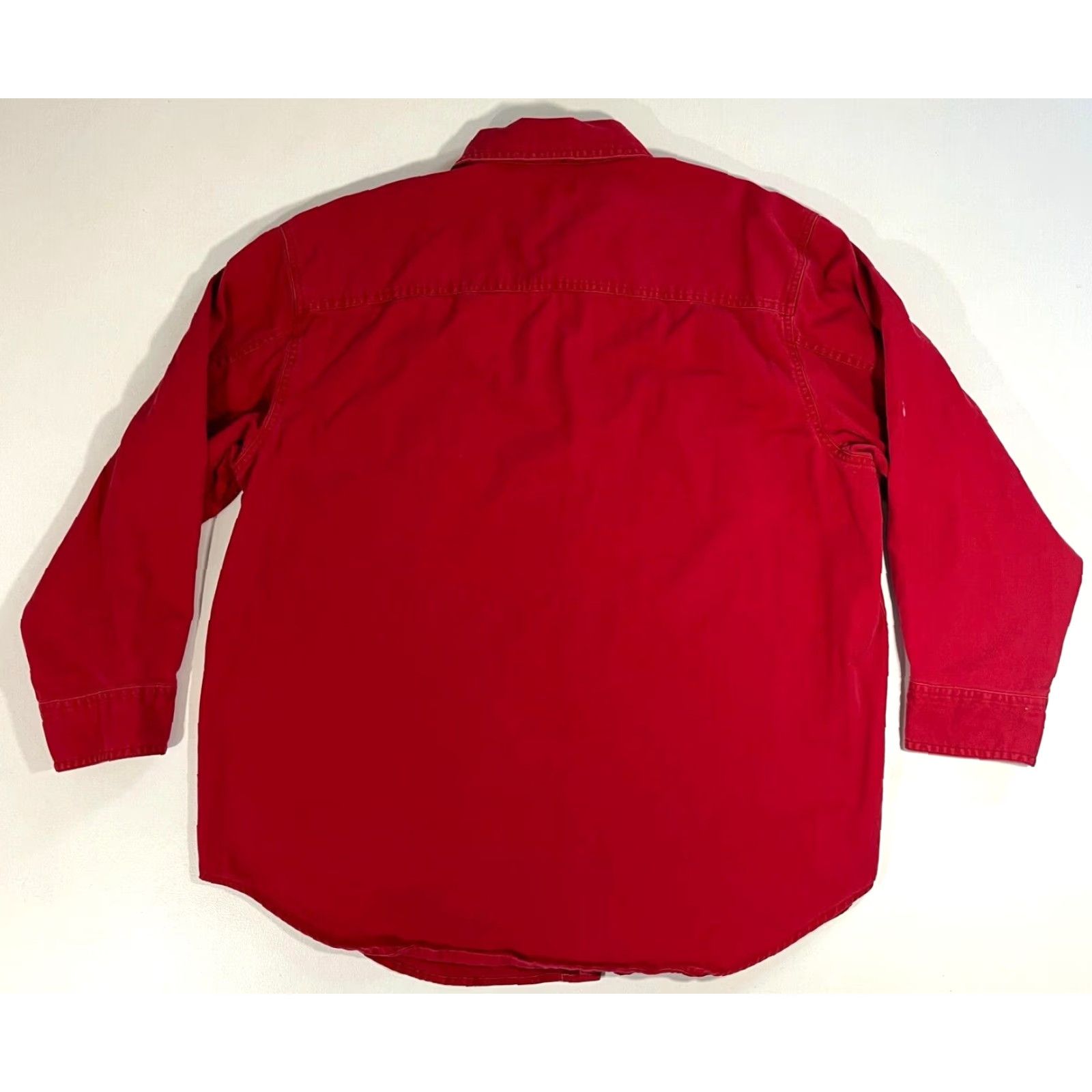 Levi's VINTAGE Levi's Men’s Denim Work Shirt Denim 90s Red Button-Up XL Mens Casual Pockets Vintage 90s Classic Leather? (Wait) Size US XL / EU 56 / 4 - 4 Thumbnail