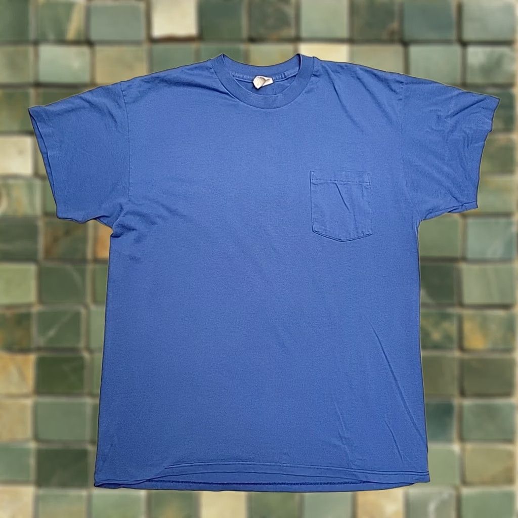 Vintage VINTAGE Roebucks Shirt Mens XL Blue Blank Single Stitch Selvedge Made In USA Pocket Size US XL / EU 56 / 4 - 1 Thumbnail