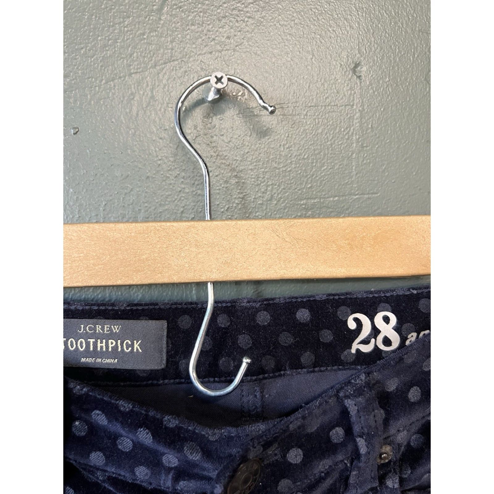 J.Crew J.CREW Toothpick Velour Straight Pants 28 Blue Women Ankle Size 28 Mens Womens Girls? Size 28" / US 6 / IT 42 - 3 Thumbnail