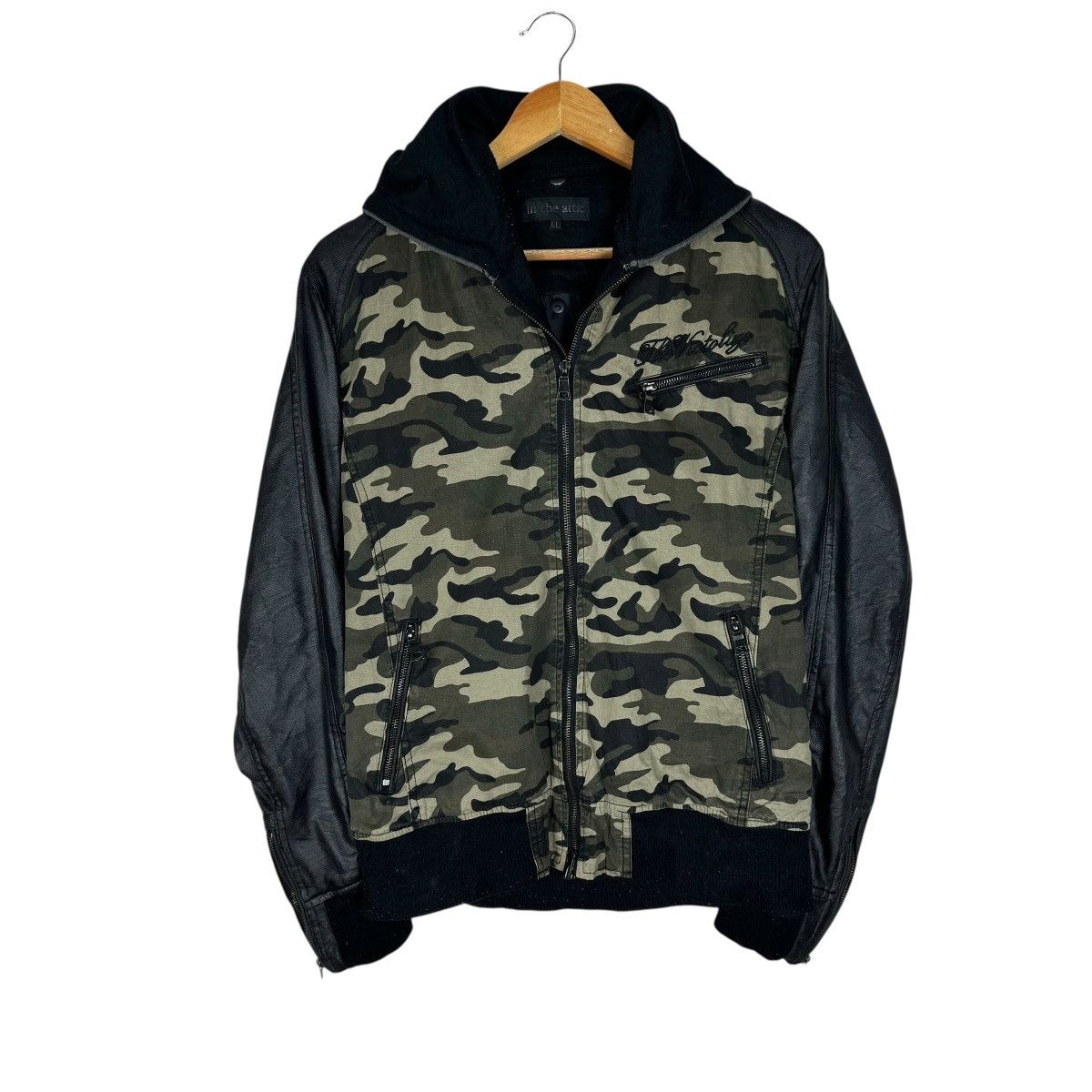 In The Attic 🌟IN THE ATTIC HOODIE CAMO SYNTHETIC LEATHER JACKET Size US L / EU 52-54 / 3 - 2 Thumbnail
