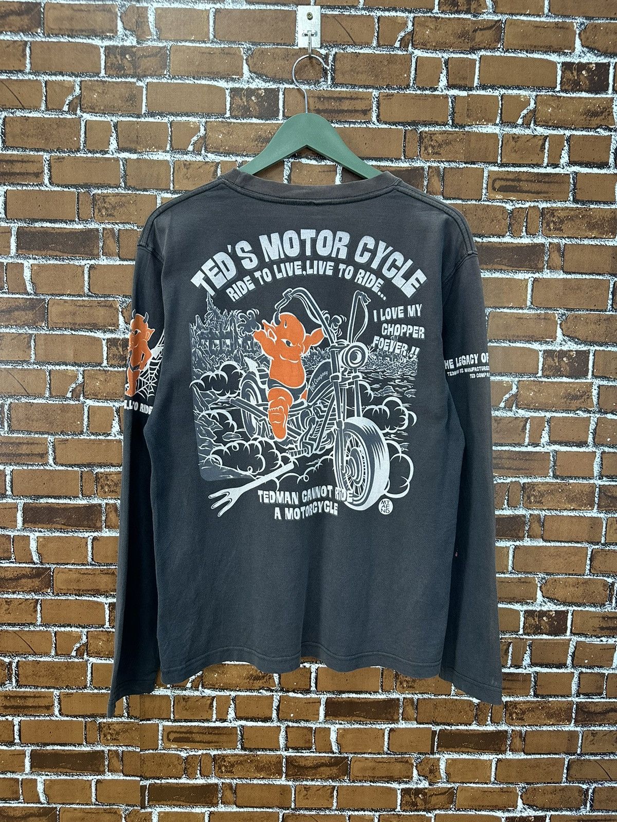 Tedman Vintage Ted Company Devils Motorcycle Sunfaded Shirt A907 Size US M / EU 48-50 / 2 - 2 Thumbnail