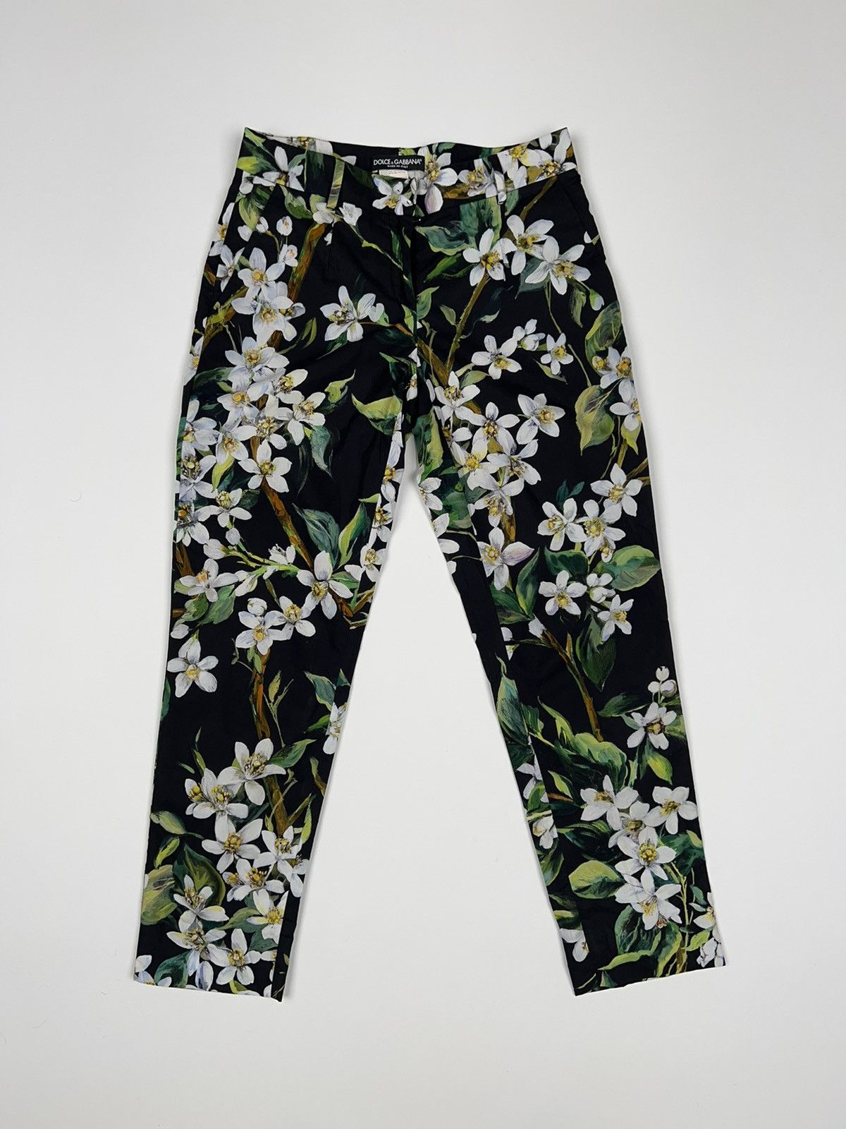 image of Dolce Gabbana Floral Flowers Jungle Printed Pants Trousers, Women's (Size 25)