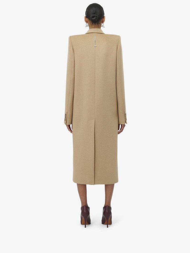 Alexander McQueen o1srvl11e0226 Tailored Coat In Beige Size L / US 10 / IT 46 - 4 Thumbnail