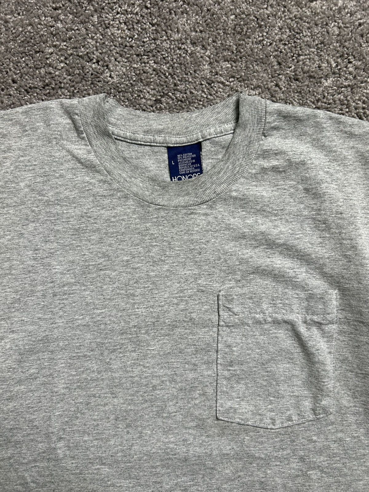 Vintage Vintage 90s Honors Blank Selvedge Pocket Tee Size US L / EU 52-54 / 3 - 3 Thumbnail