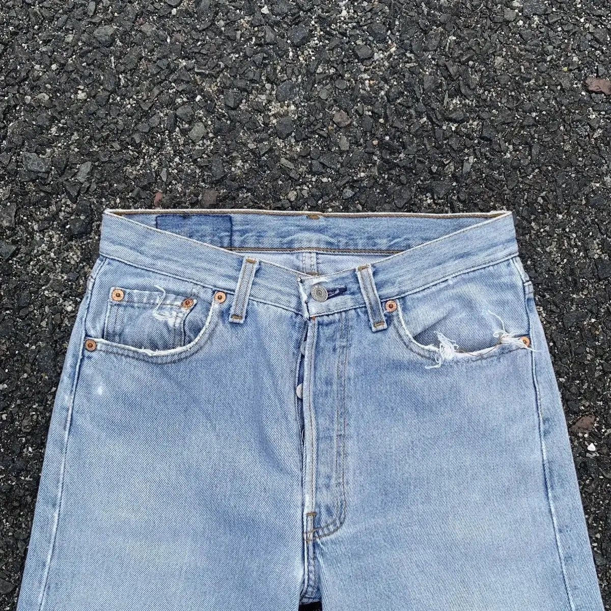 Levi's Ripped Levi’s 501 Jeans Light Wash Levis Denim Pants Size US 27 - 2 Thumbnail
