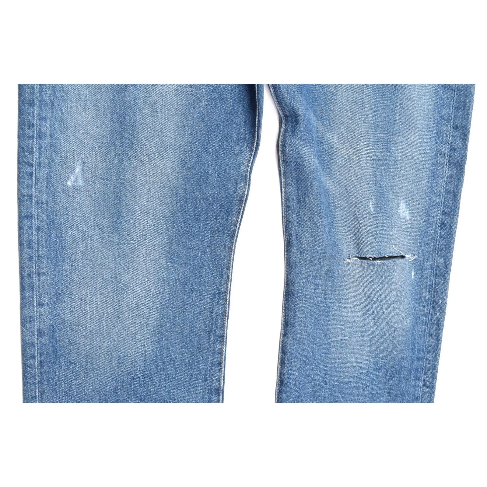 Levi's Levi's 501 Jeans Mens 38x34 Blue Straight Button-Fly Distressed Regular Inseam 35 in Denim Cotton Pattern Solid Jeans Mens Blue 501 Series Size US 38 / EU 54 - 4 Thumbnail