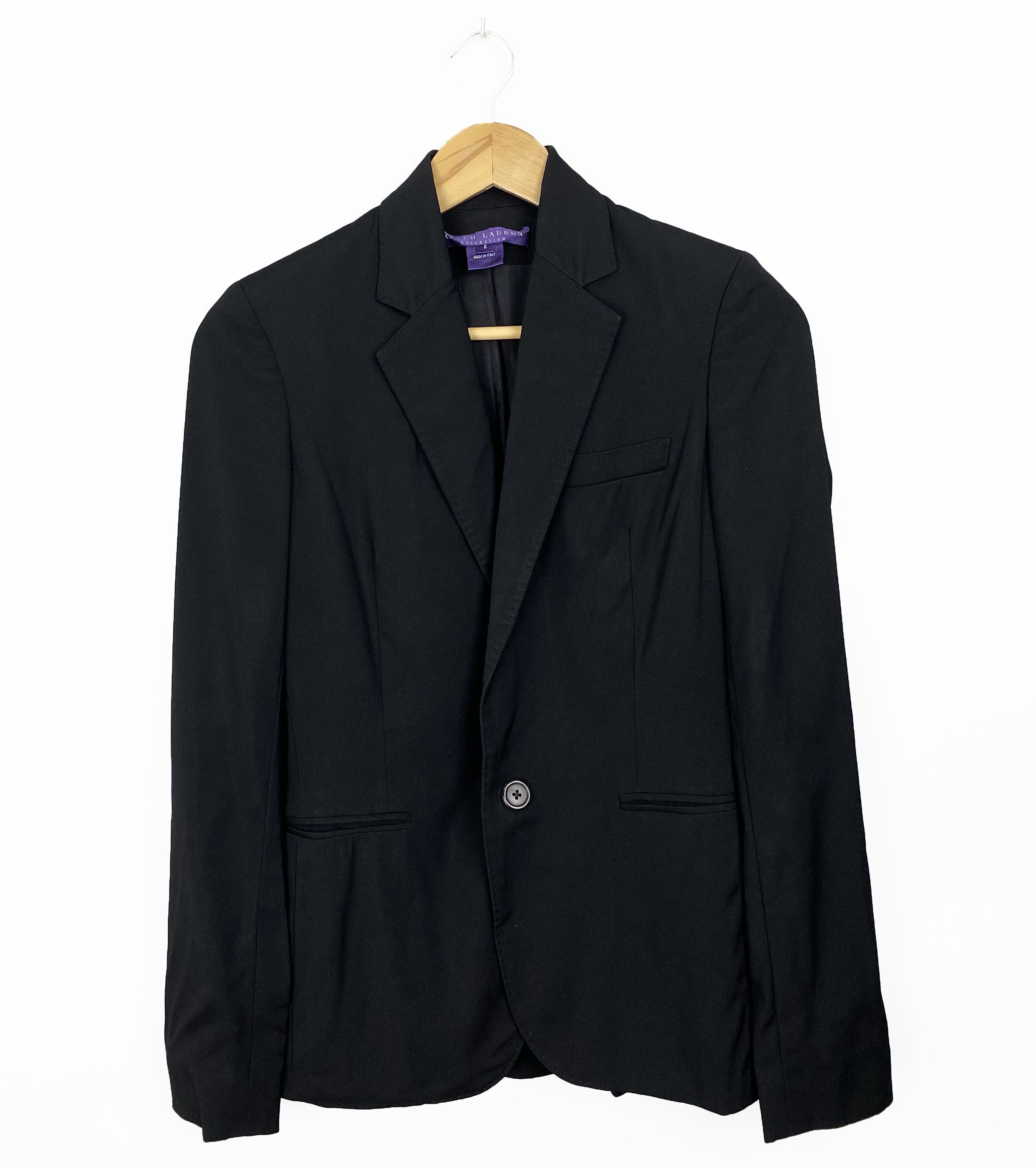 image of Ralph Lauren Purple Label Ralph Laurent Purple Label Wool Blazer Size 2 Made In Italy in Black, Wom