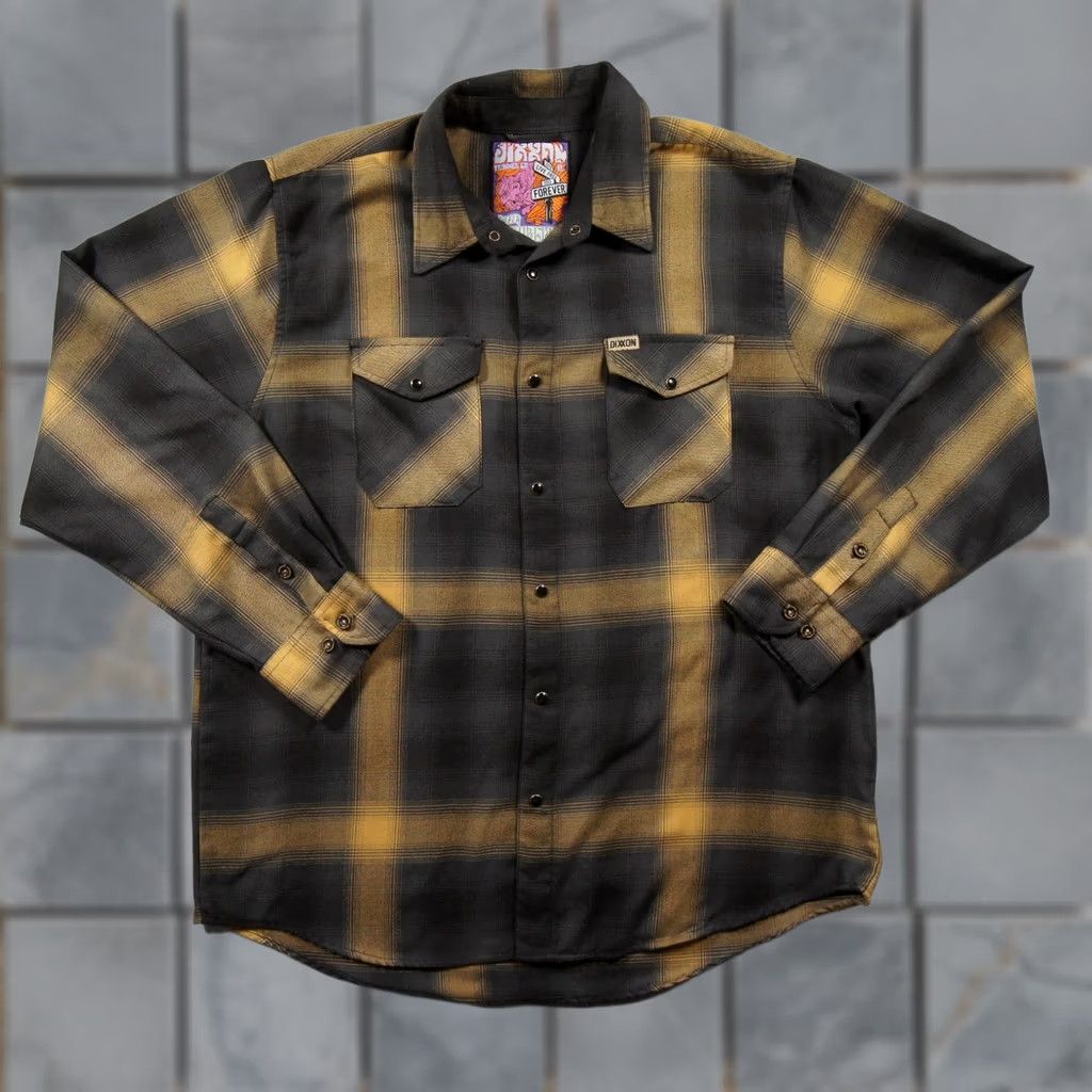 Vintage Dixxon Flannel Mens XL Black Yellow Button Down Snap Shirt Plaid Panhandle Size US XL / EU 56 / 4 - 1 Thumbnail