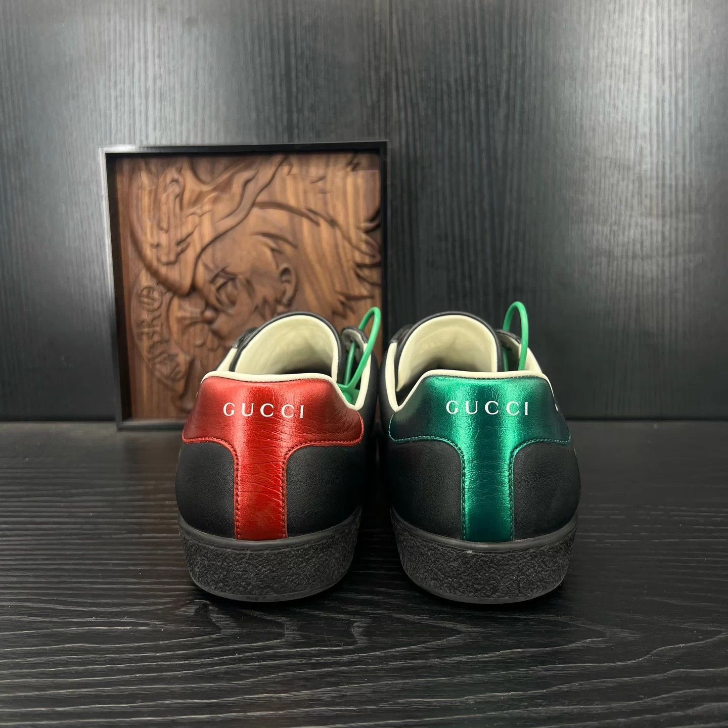 Gucci Gucci Ace 8 black green like new Size US 9 / EU 42 - 5 Thumbnail