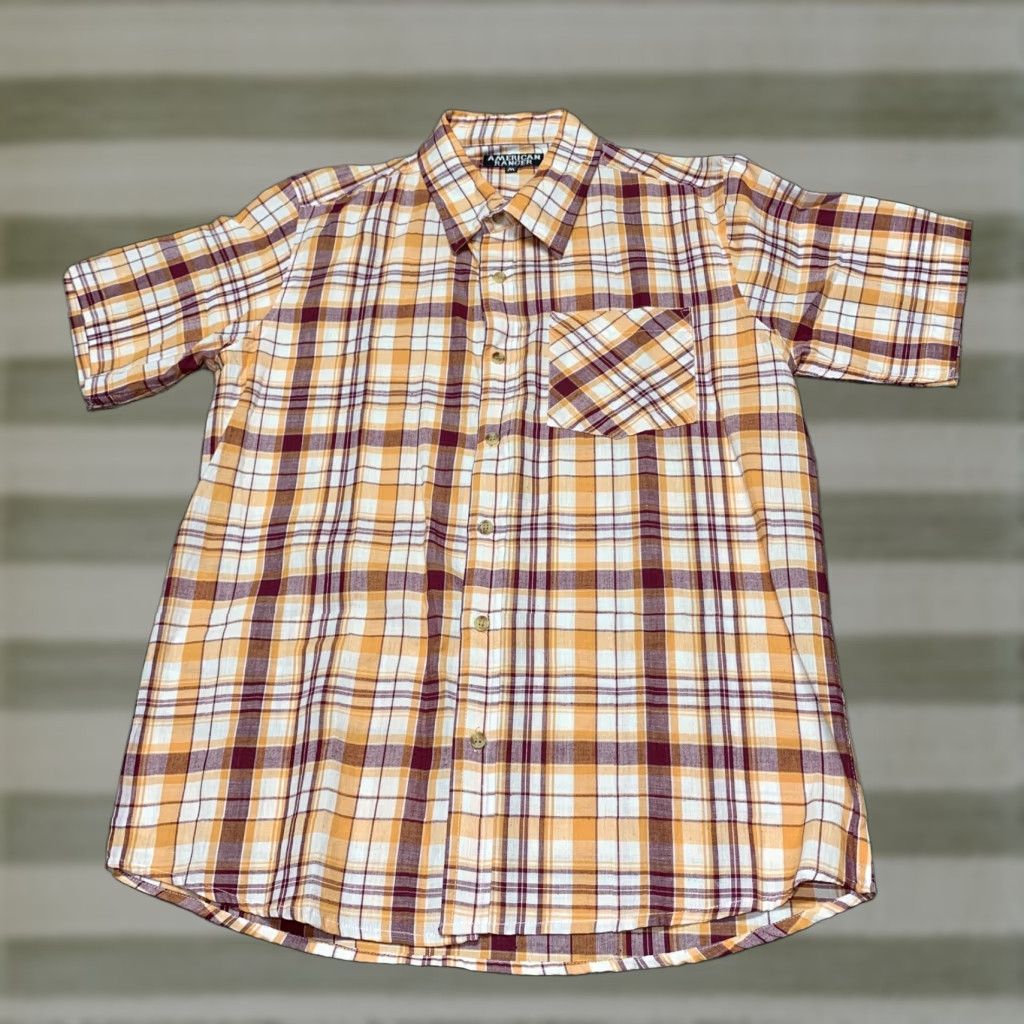 Vintage American Ranger Mens Western Short Sleeve Shirt Button Up Orange Plaid Size US M / EU 48-50 / 2 - 1 Thumbnail