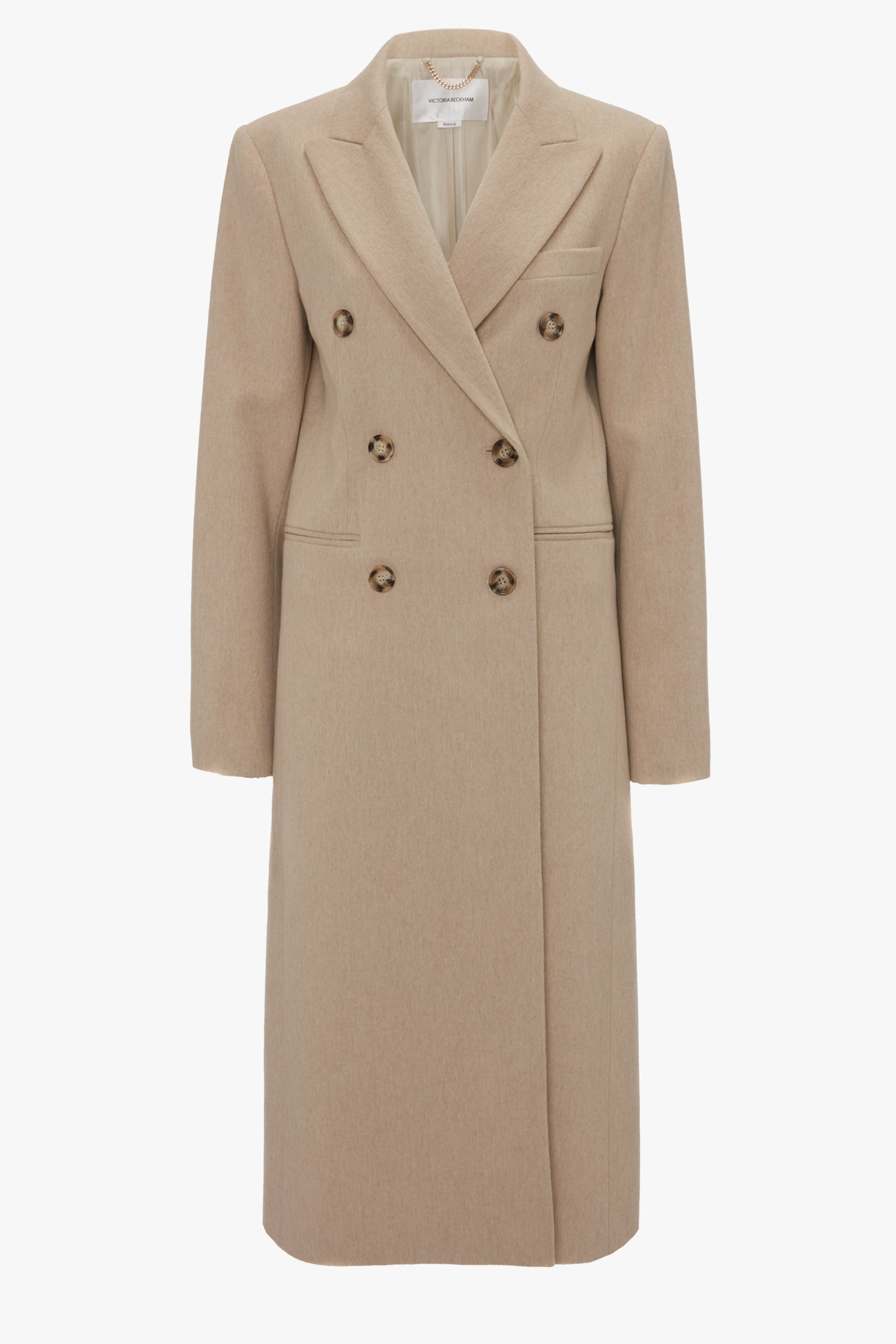 Victoria Beckham o1mle0525 Tailored Slim Coat In Bone Size L / US 10 / IT 46 - 1 Thumbnail