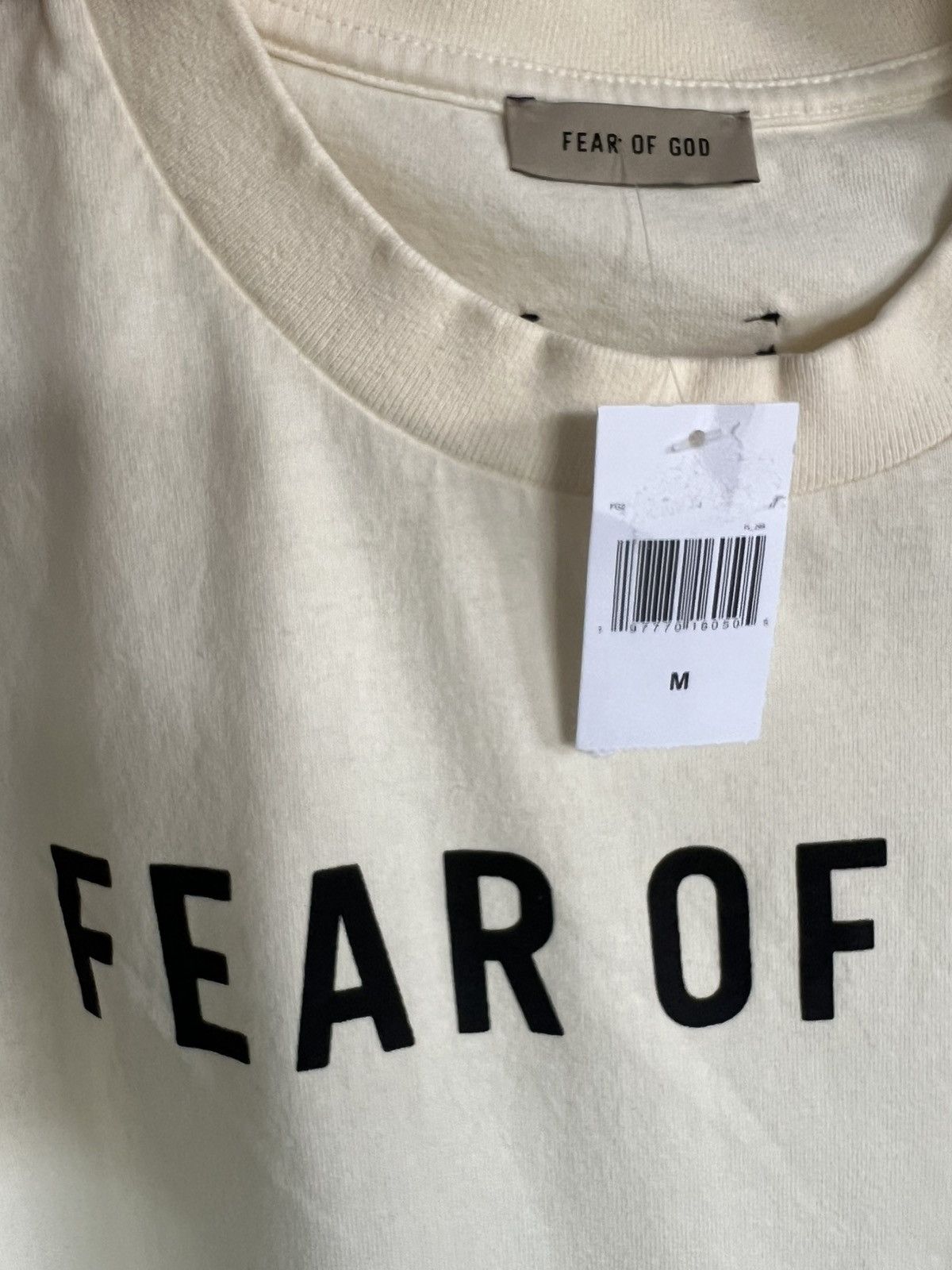 Fear of God NWT - Main label cream oversized cotton t-shirt Size US M / EU 48-50 / 2 - 3 Thumbnail