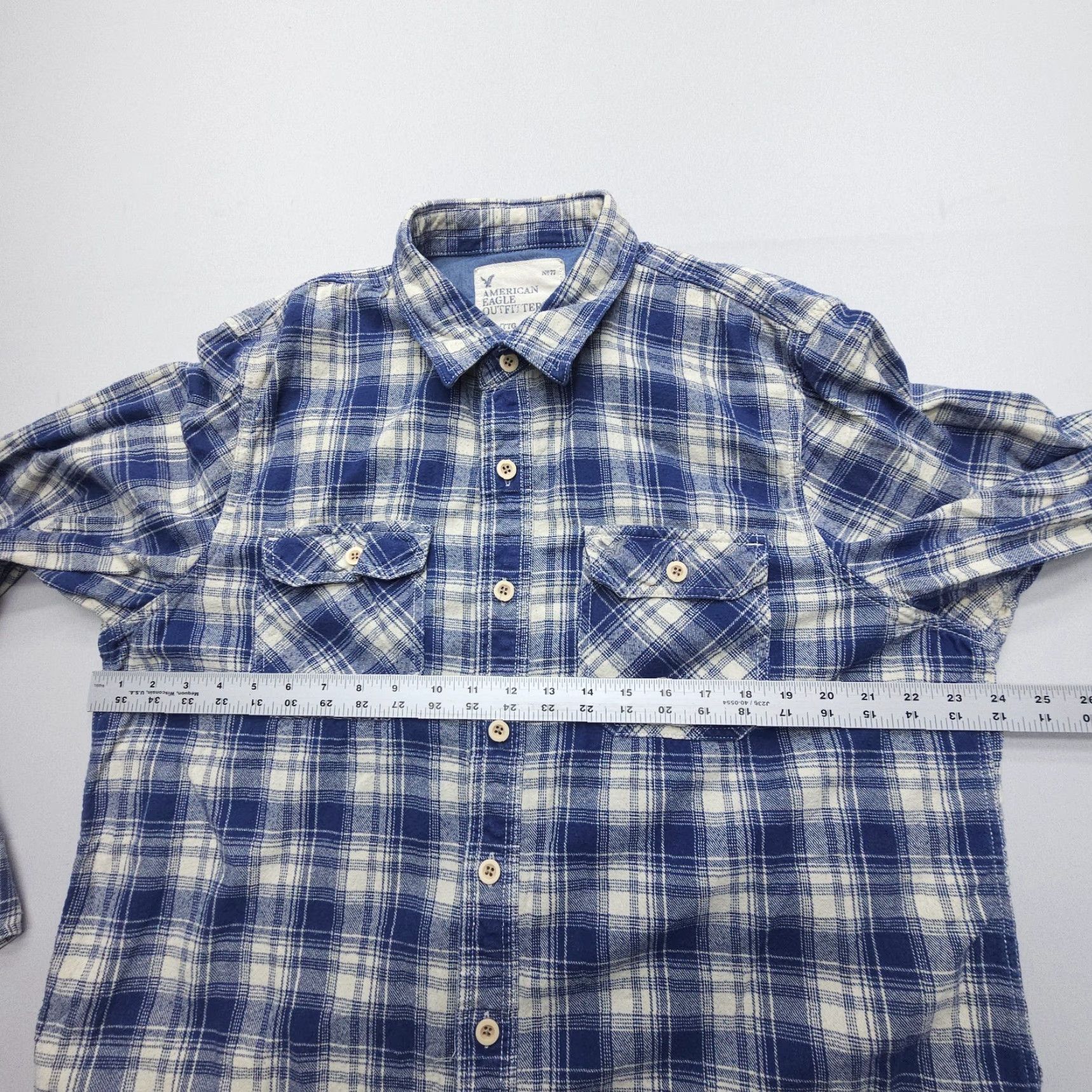 American Eagle Outfitters American Eagle Outfitters Button-Up Shirt Mens 2XL Blue Plaid Cotton Flannel Long Sleeve Classic Outdoor Casual Shirt Size US XXL / EU 58 / 5 - 6 Thumbnail