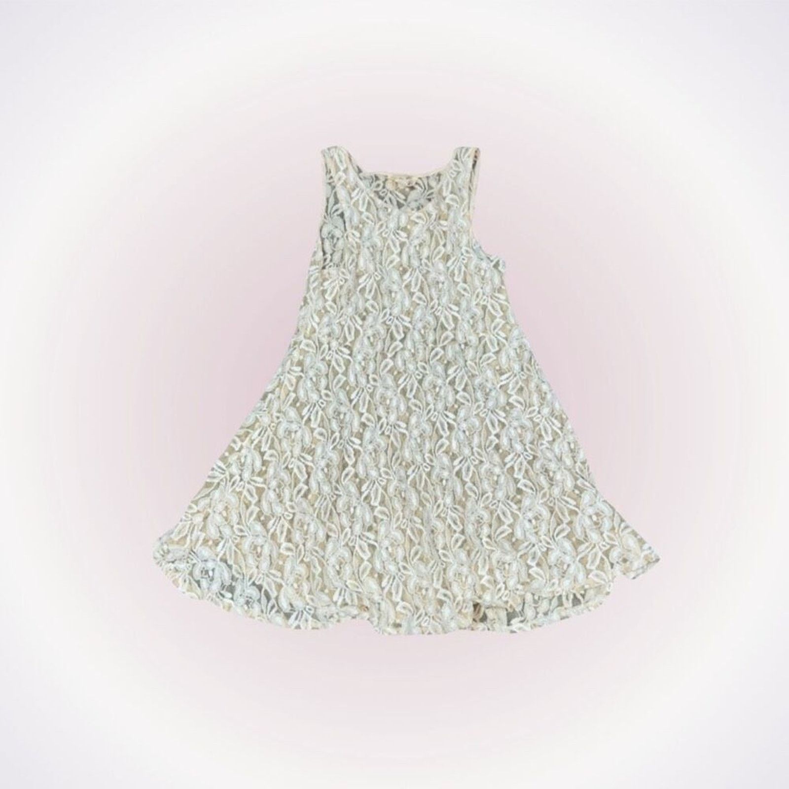Free People Free People Tan Neutral Sheer Skater Style Dress | Sz M Size M / US 6-8 / IT 42-44 - 1 Thumbnail