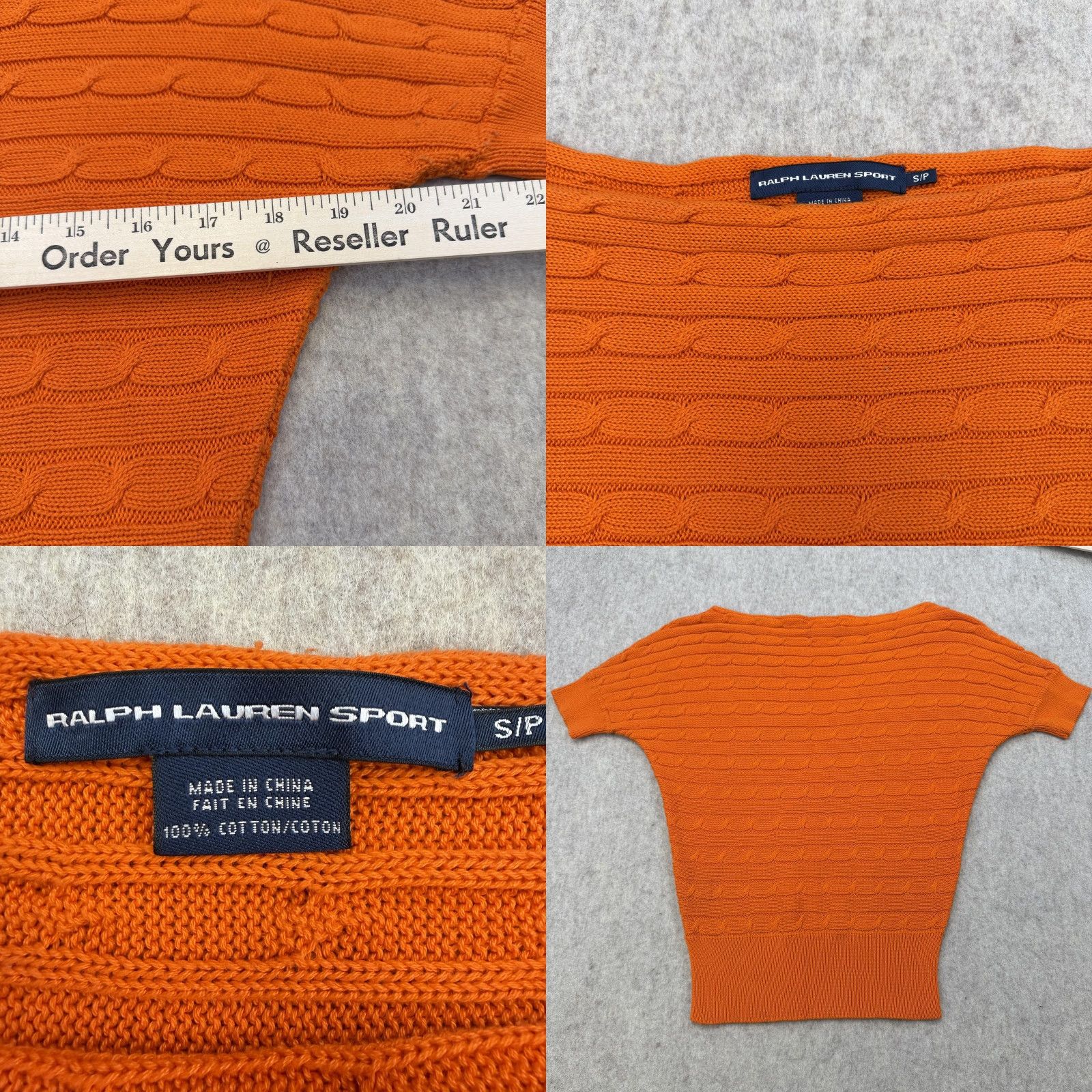 Polo Ralph Lauren Ralph Lauren Sport Sweater Womens Small Orange Short Sleeve Cable Knit Top Size S / US 4 / IT 40 - 8 Thumbnail