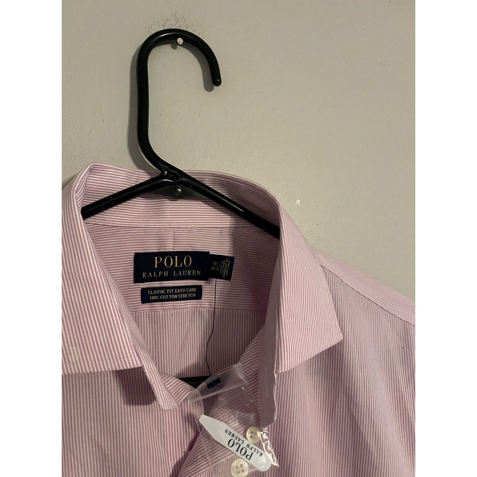 Polo Ralph Lauren Polo Ralph Lauren Mens Dress Shirt Classic Fit Easy Care Pink Stripe 15.5 34/35 New Size 42R - 3 Thumbnail