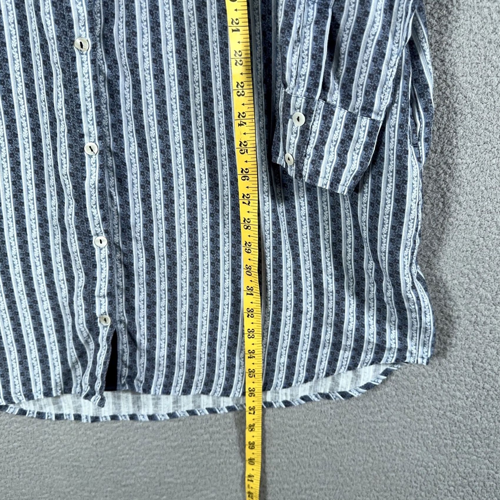 Vintage Roller Rabbit Linen Dress Womens Large Blue Stripe Button up Boho Tunic Shirt Size L / US 10 / IT 46 - 7 Thumbnail