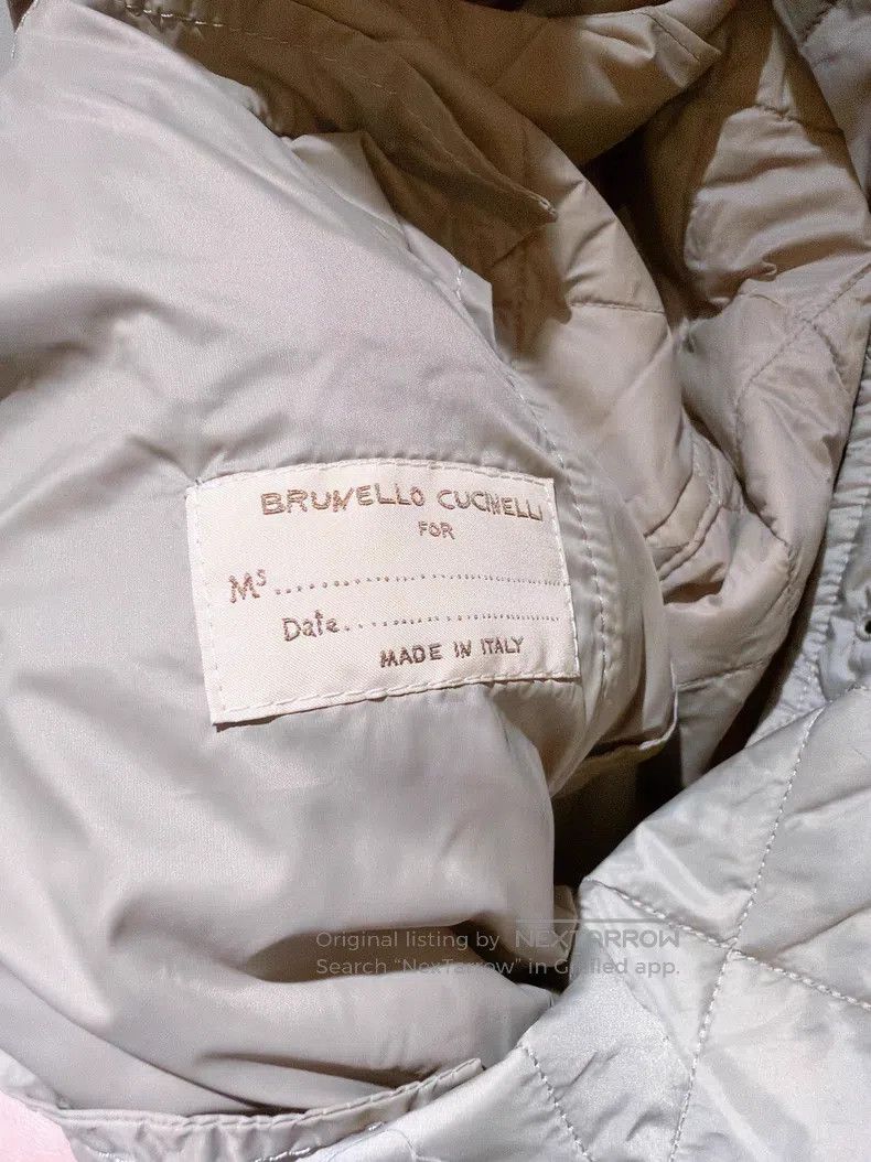 Brunello Cucinelli Brunello Cucinelli Khaki Checkered Padded Long Cotton Coat Size XXS / US 00 / IT 34 - 8 Thumbnail