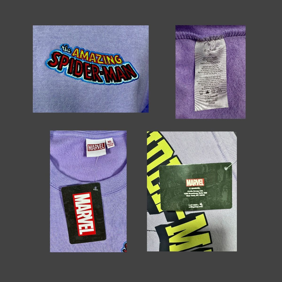 Marvel Comics Marvel Spider-Man Light Purple Long Graphic Sweatshirt Sz XL Size US XL / EU 56 / 4 - 4 Thumbnail