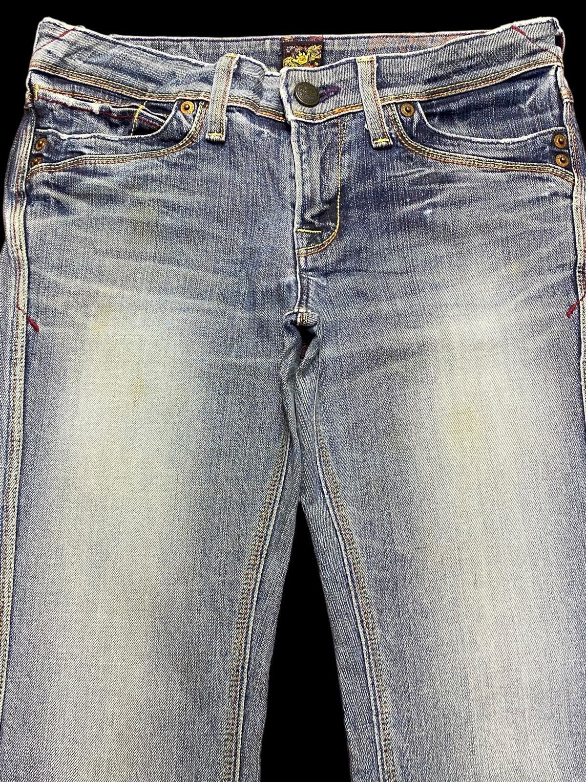 Japanese Brand Blue flared jeans with a vintage vibe #y2kfashion Size 29" - 3 Thumbnail