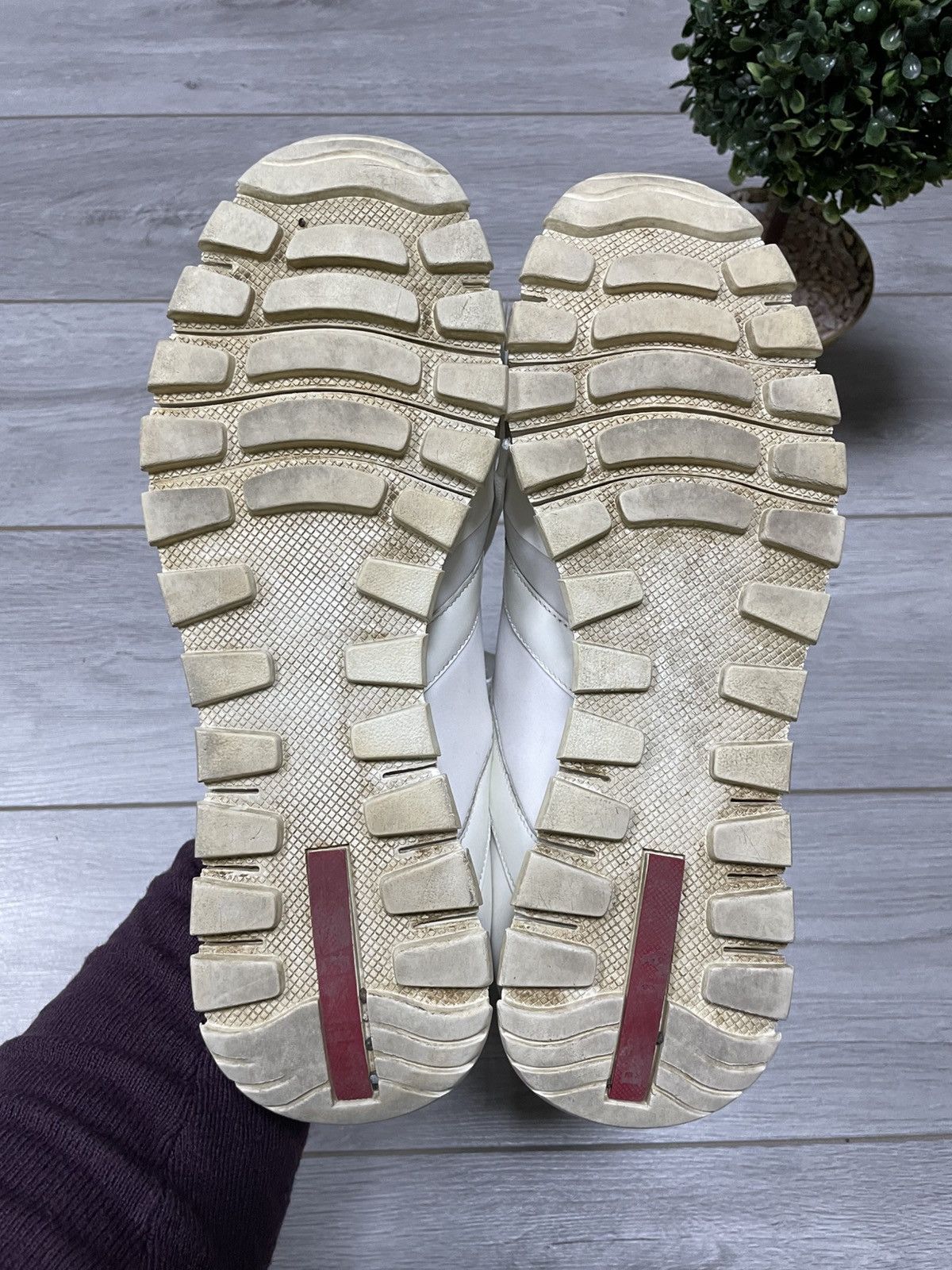 Prada Prada white tab sneakers logo Size US 11.5 / EU 44-45 - 3 Thumbnail