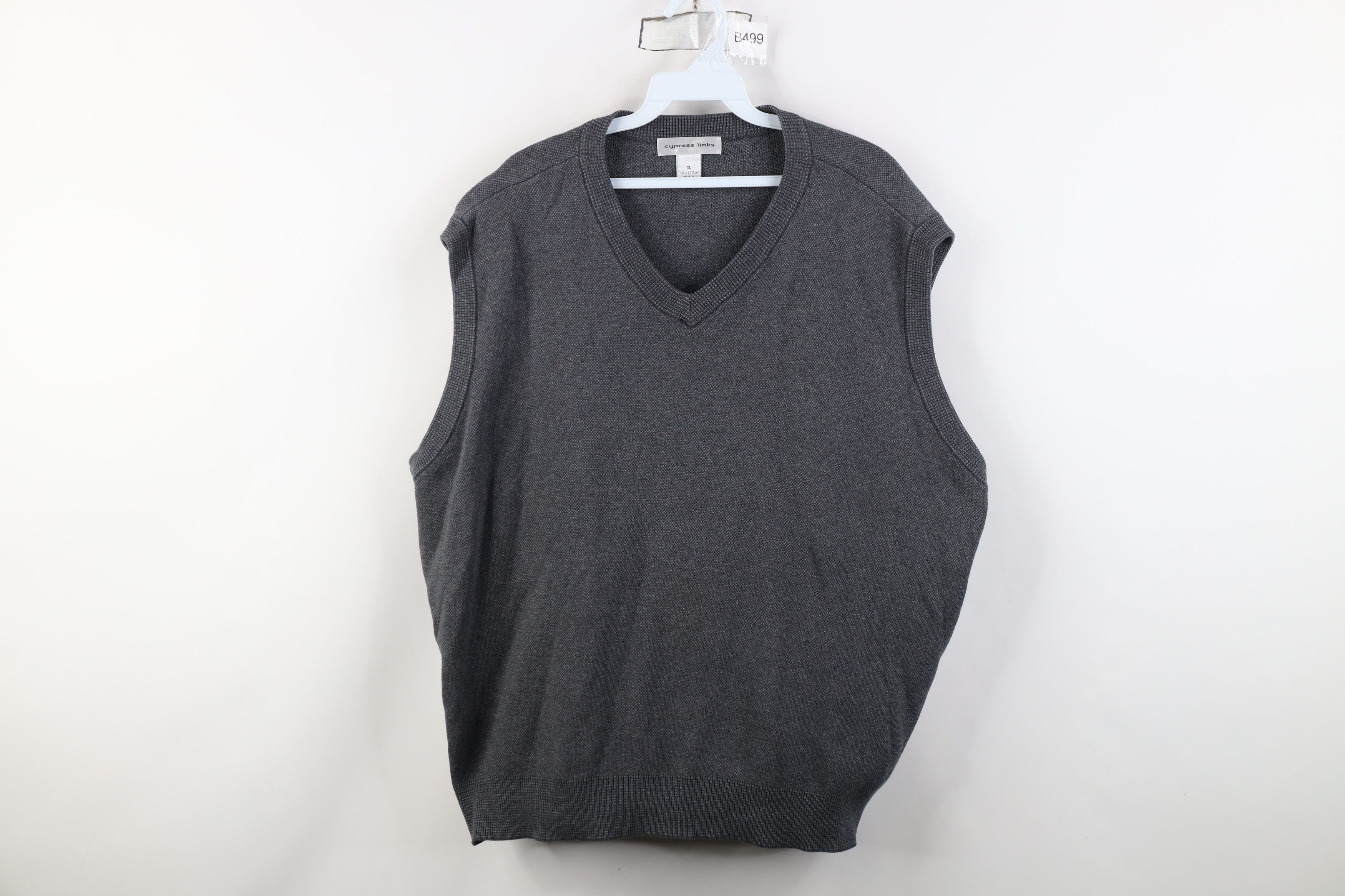 Vintage Vintage 90s Streetwear Cotton Knit V-Neck Sweater Vest Gray Size US XL / EU 56 / 4 - 1 Thumbnail